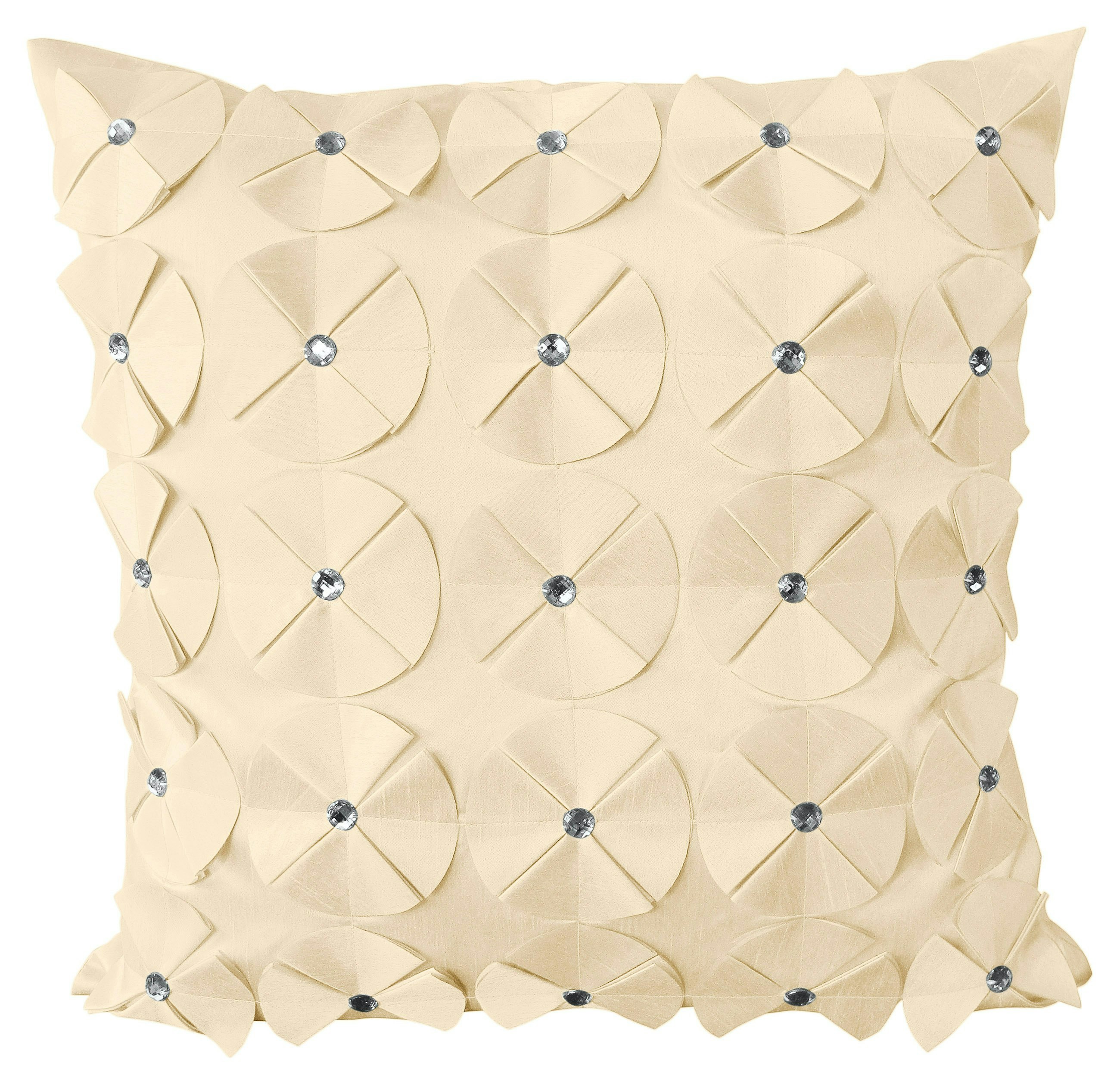 Rackhams 3D Petal Detail With Gem Stud Detail Cushion - 43Cm X 43Cm - Latte