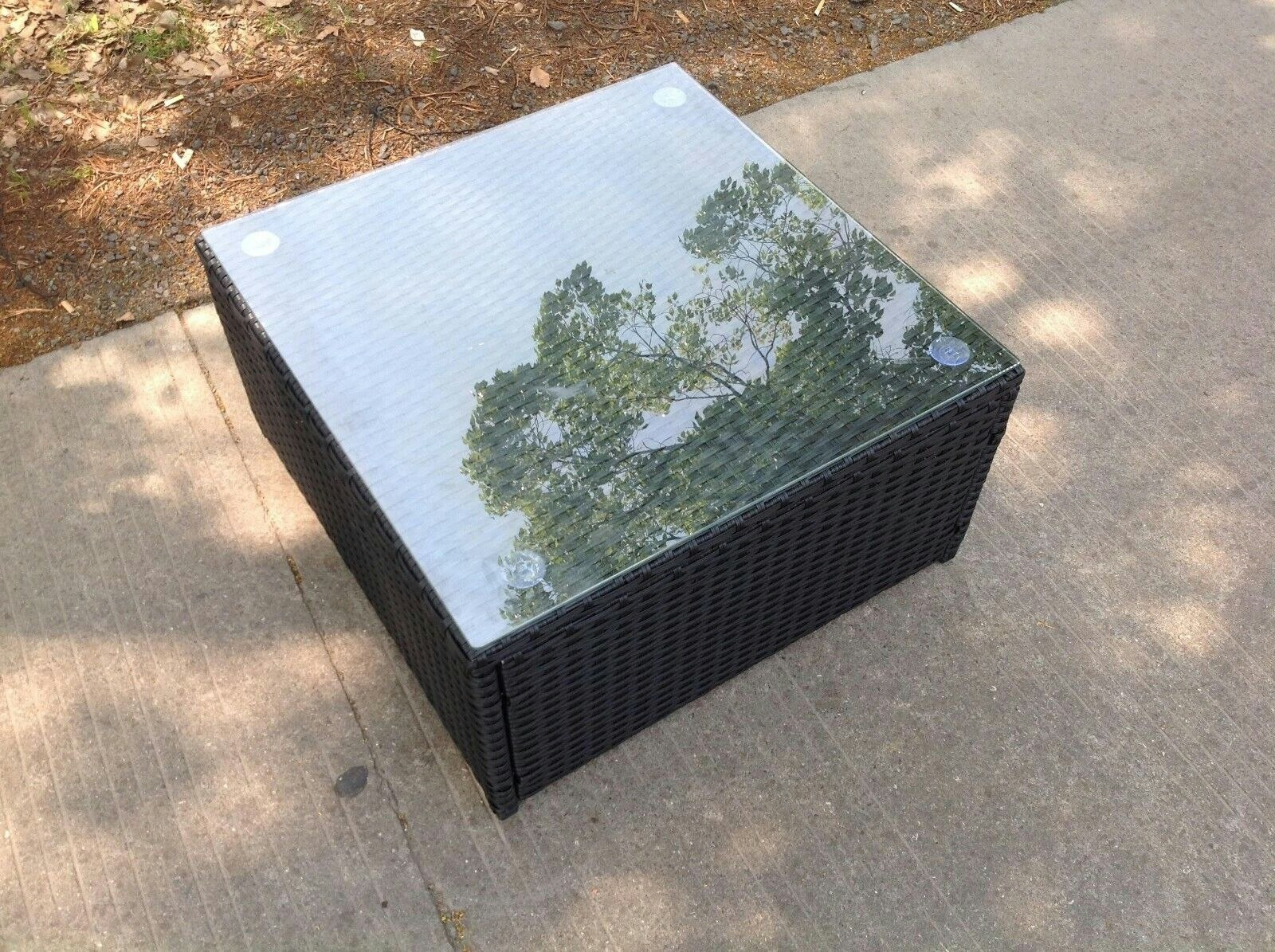 Fimous Black Square Rattan Coffee Table