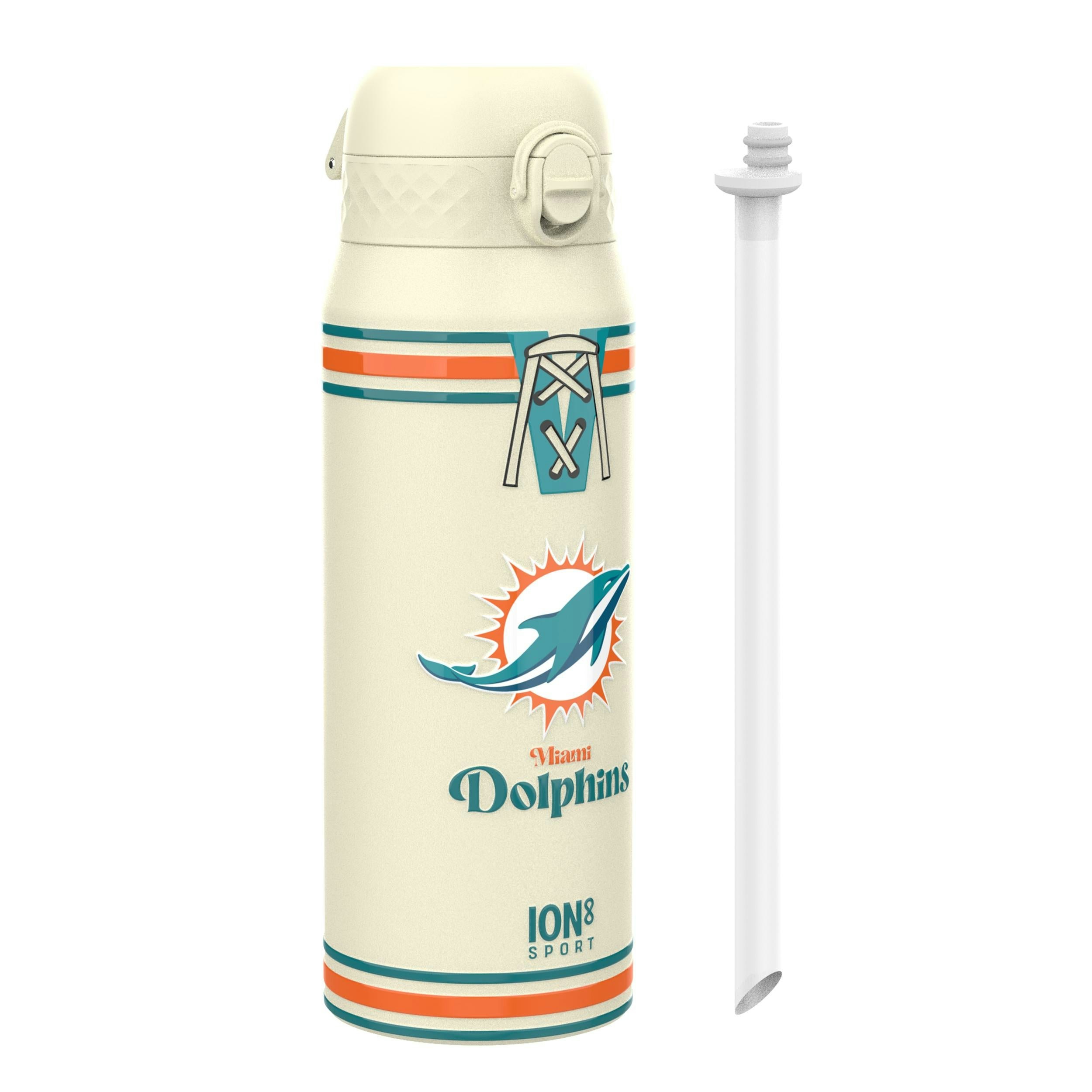 Rackhams Nfl X Ion8 Insulated Steel Water Bottle, Nfl Dolphins, 750Ml (24Oz)