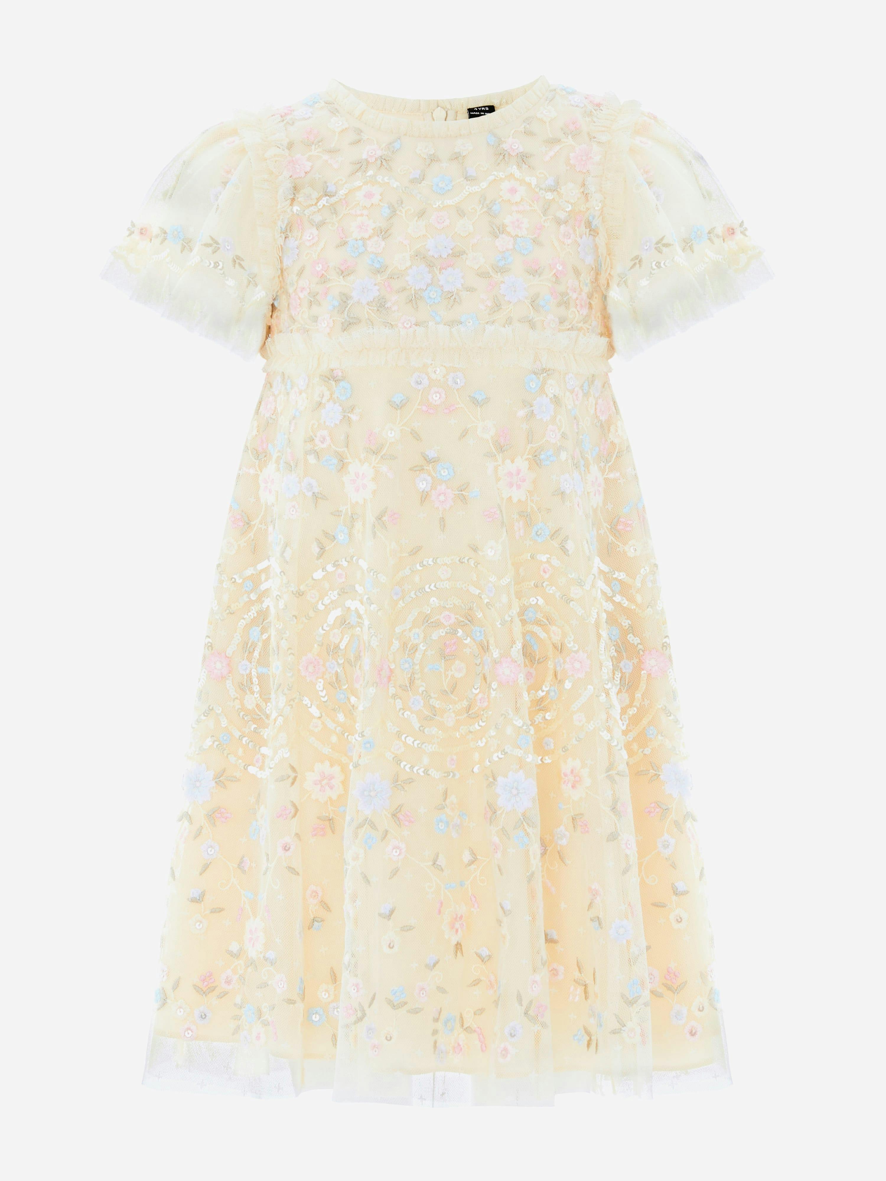 Needle & Thread Girls Yellow Sweet Petal Dress In - 8 Yrs