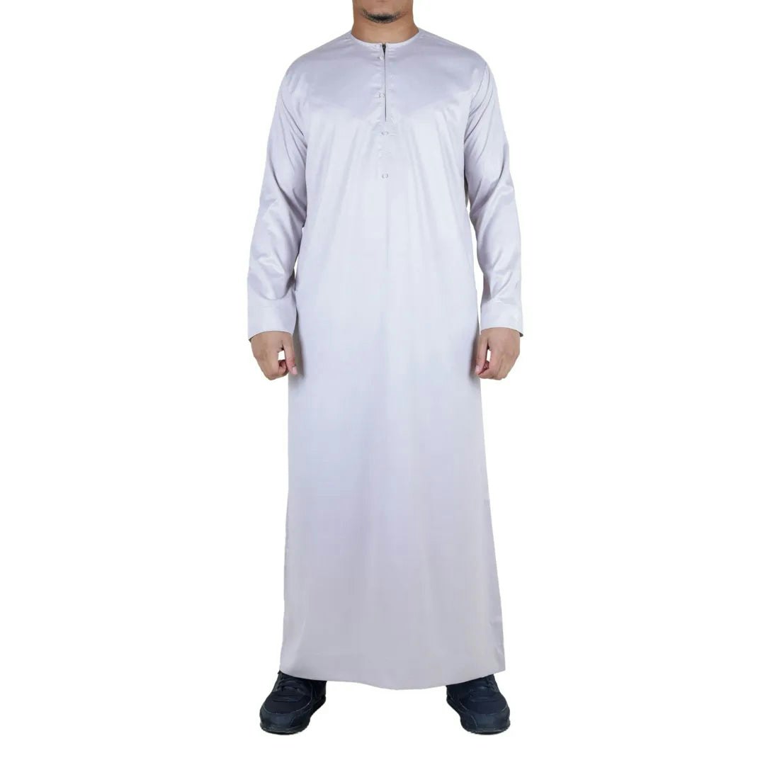 Thobez Men's Beige Tt-002 - Satin Emirati Thobe Islamic Clothing - 52 - Regular