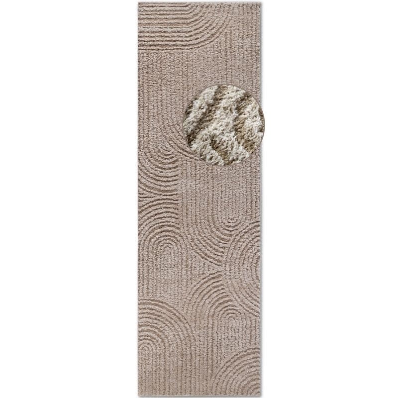 Hanse Home Beige High Pile Rug Chappe – Soft Geometric - 80X240 Cm