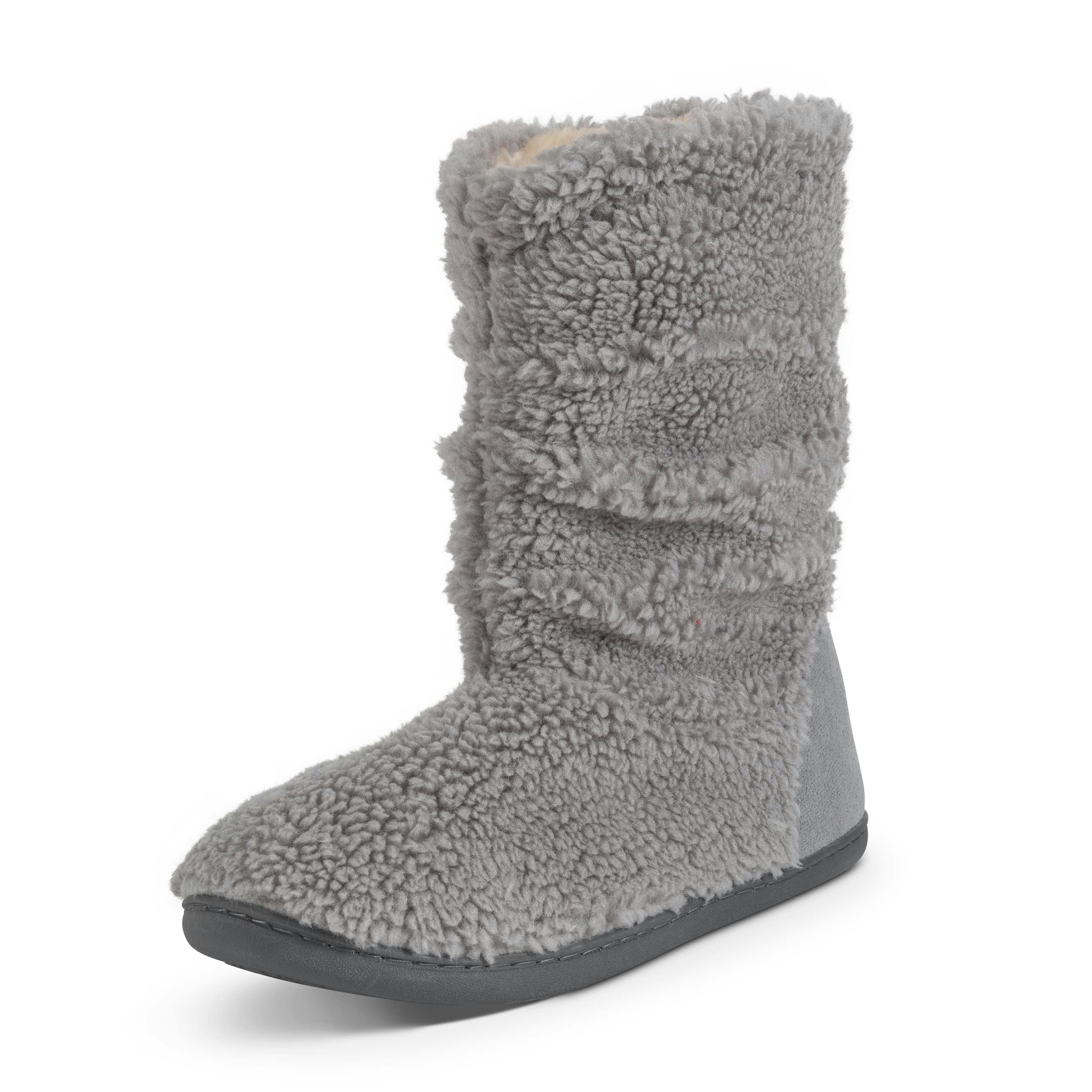 Viva Men's Grey Polar Slipper Sherpa Boots Memory Foam Slipper Boots - 8