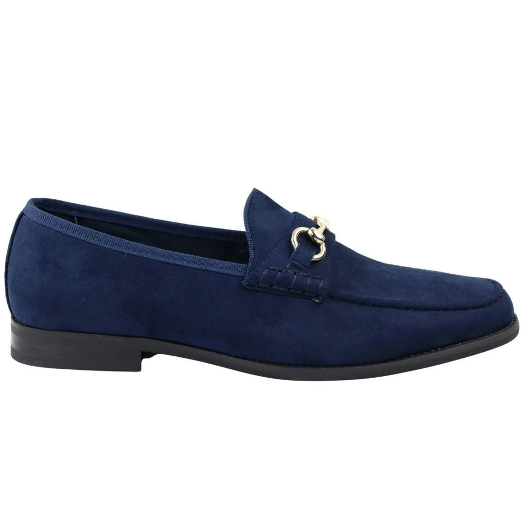 Dolcetto Men's Leather Lined Slip On Suede Loafer Shoes - Navy - Uk 10