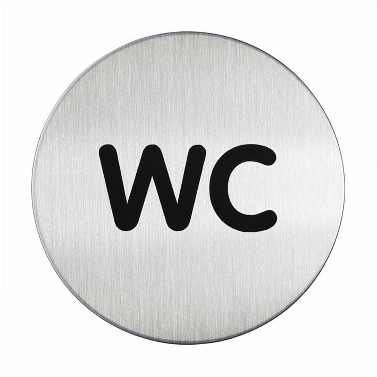 Rackhams Adhesive Wc Symbol Bathroom Toilet Sign | Brushed Stainless Steel | 83Mm