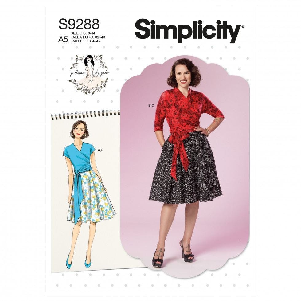 Simplicity Women's Sewing Pattern 9288, Tops, Vintage Style For A5 (6-8-10-12-14) - Intermediate - E5 (14-16-18-20-22)