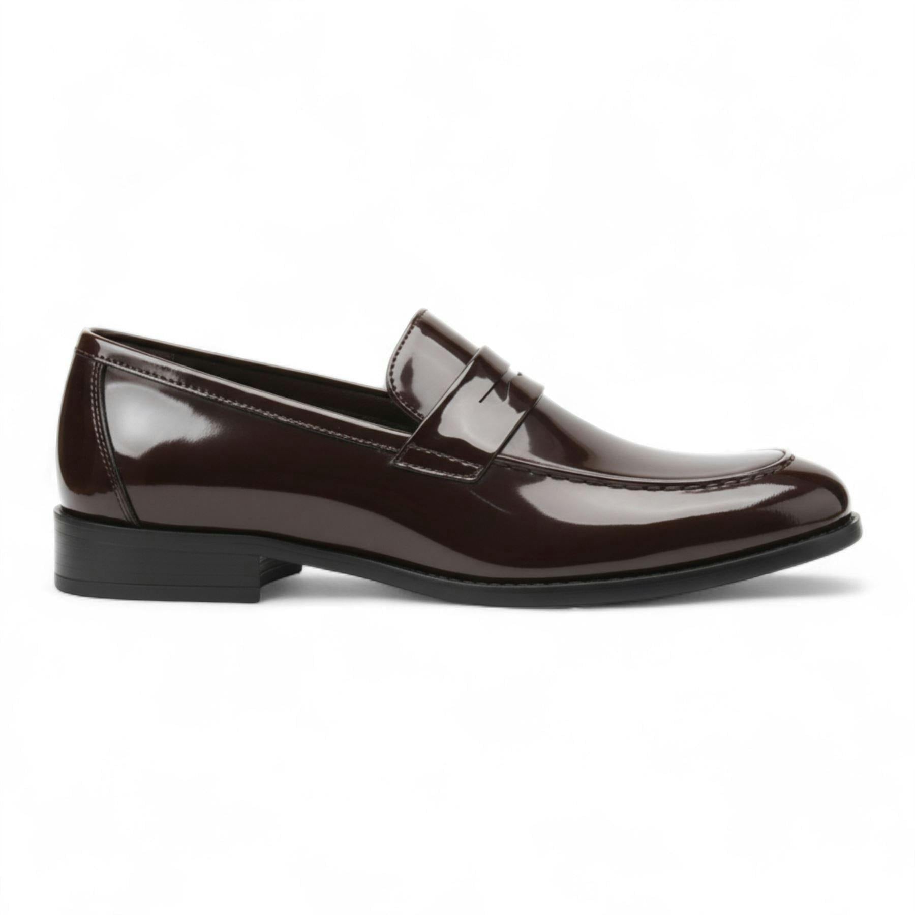 Dolcetto Men's Brown Patent Faux Leather Formal Penny Loafers - Uk 7 | Eu 41 | Us 8