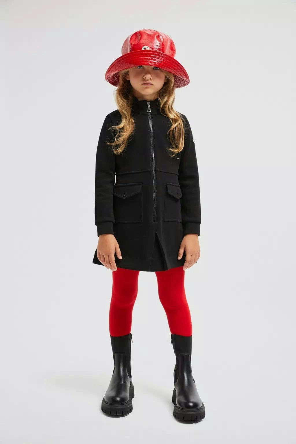 Moncler Enfant Girls Black Zip Up Dress In - 8 Yrs