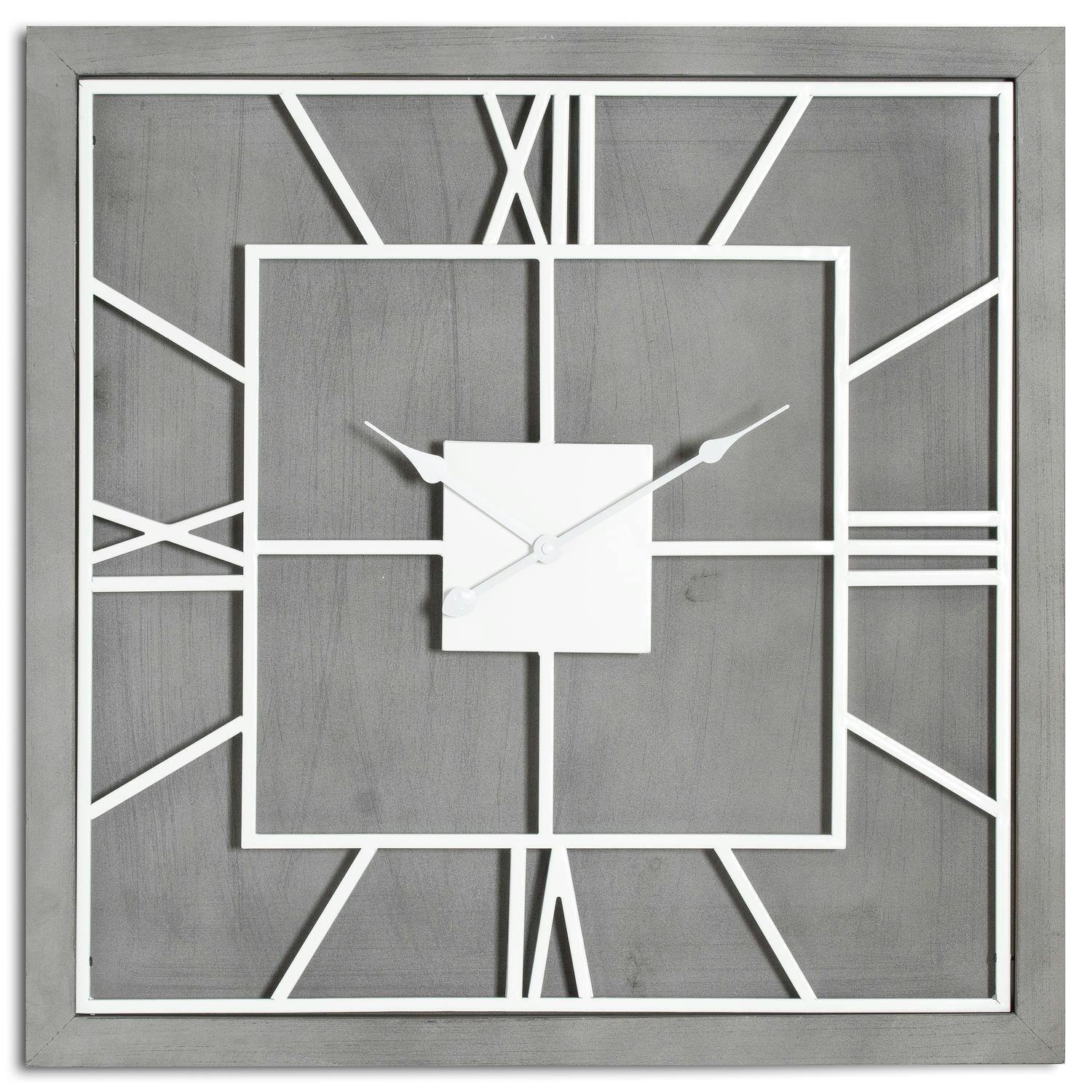 Rackhams Silver/Grey Williston Square Wall Clock - 60Cm X 5Cm X 60Cm - 100% Mixed