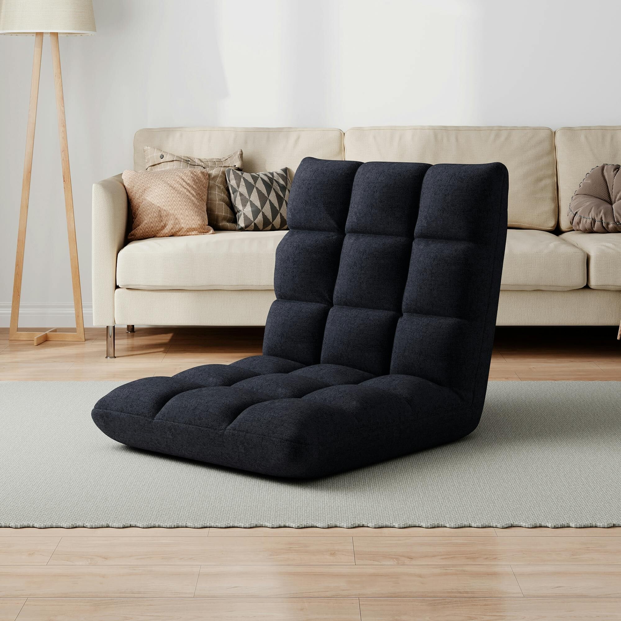 Mcc Direct Folding Floor Chair 14 Position Padded Adjustable Lounge Recliner Chair Grey - Image 3
