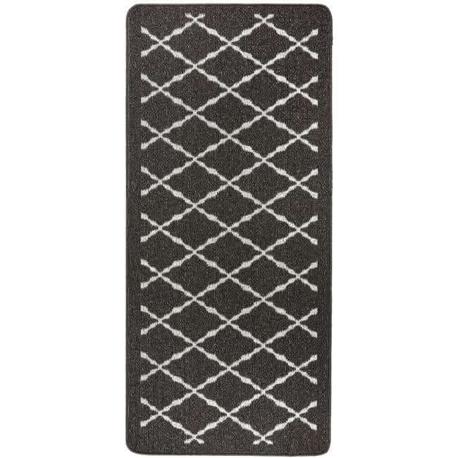 Rackhams Dark/Grey Washable Diamond Mat And Runner - 67X150 Cm