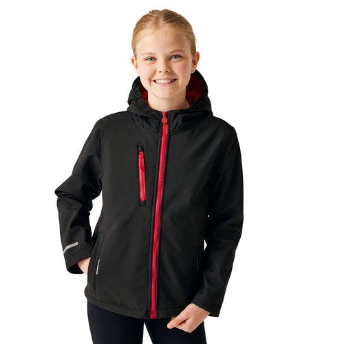 Regatta Black/Red Kids 3-Layer Softshell Jacket - Tra735 - /Classic - 9-10 Years