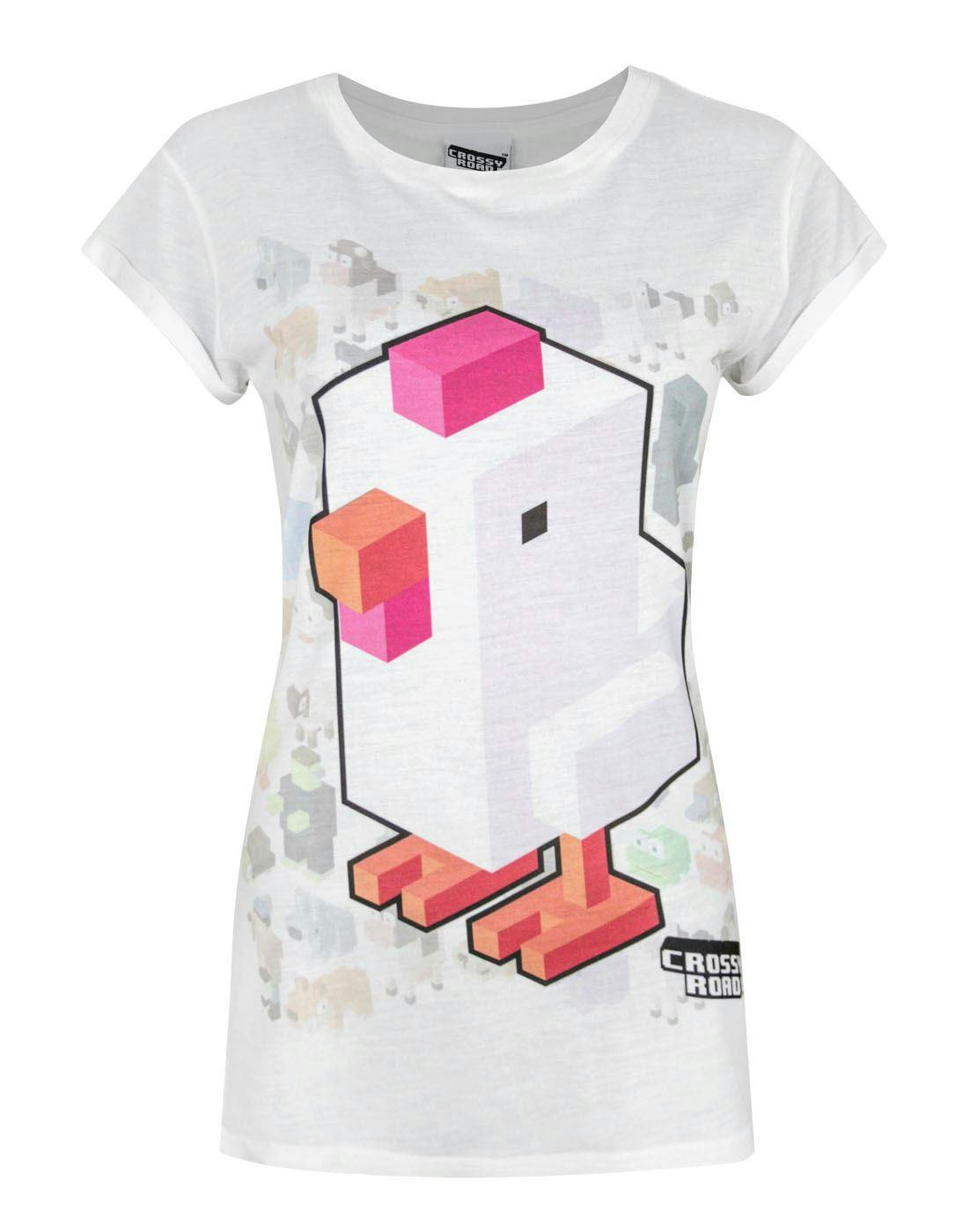 Vanilla Underground Women's White Crossy Road Sublimation Short Sleeved T-Shirt - XX-Large