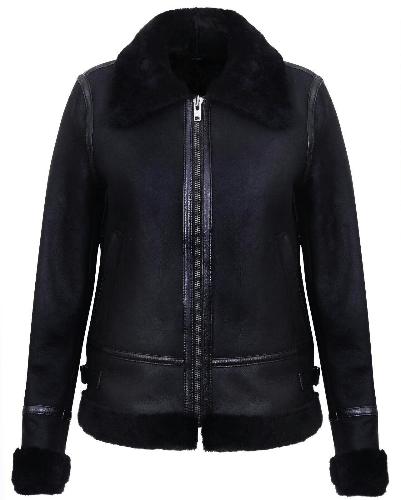 Infinity Leather Women's Black B3 Sheepskin Leather Jacket-Campinas - Uk S/10 | Eu 36 | Us 6