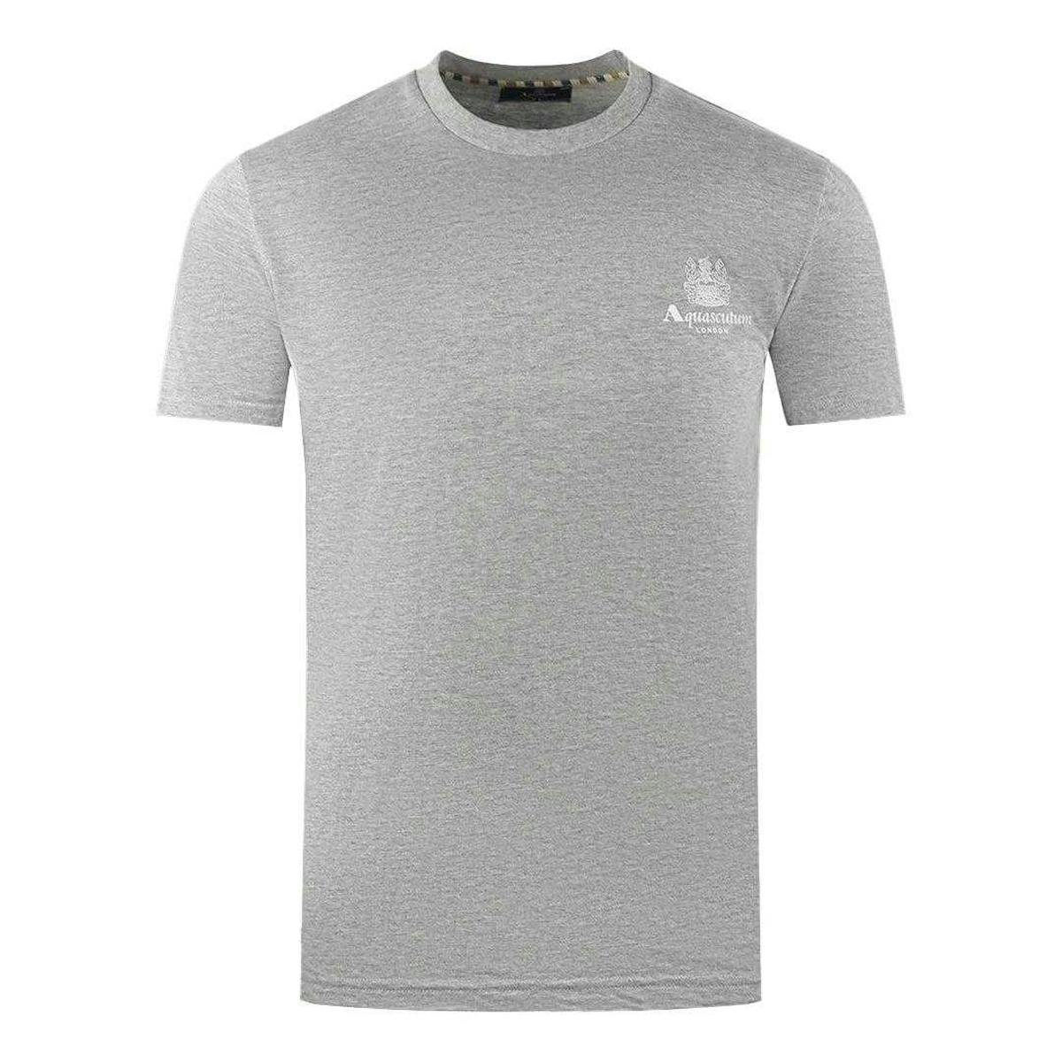 Aquascutum Men's Grey London Aldis Logo T-Shirt - S - 100% Cotton