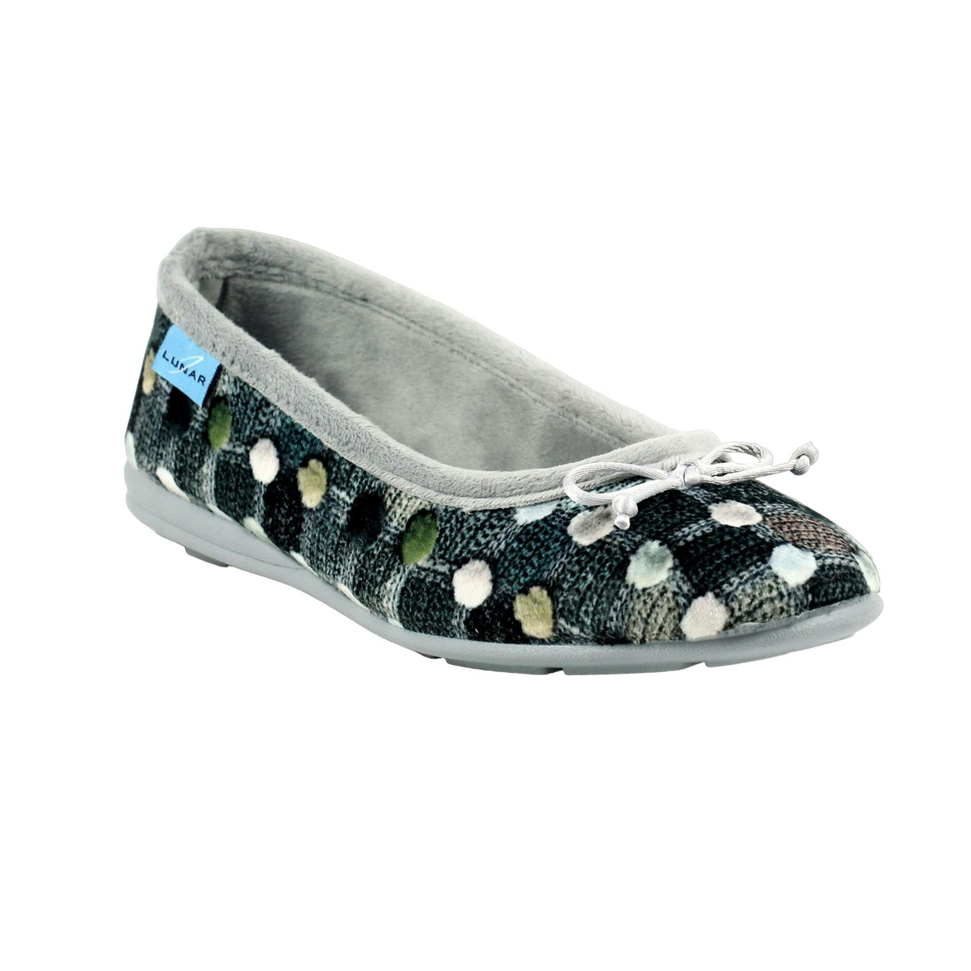 Lunar Women's Grey / Magic Spotted Slippers - 7 Uk - 100% Textile