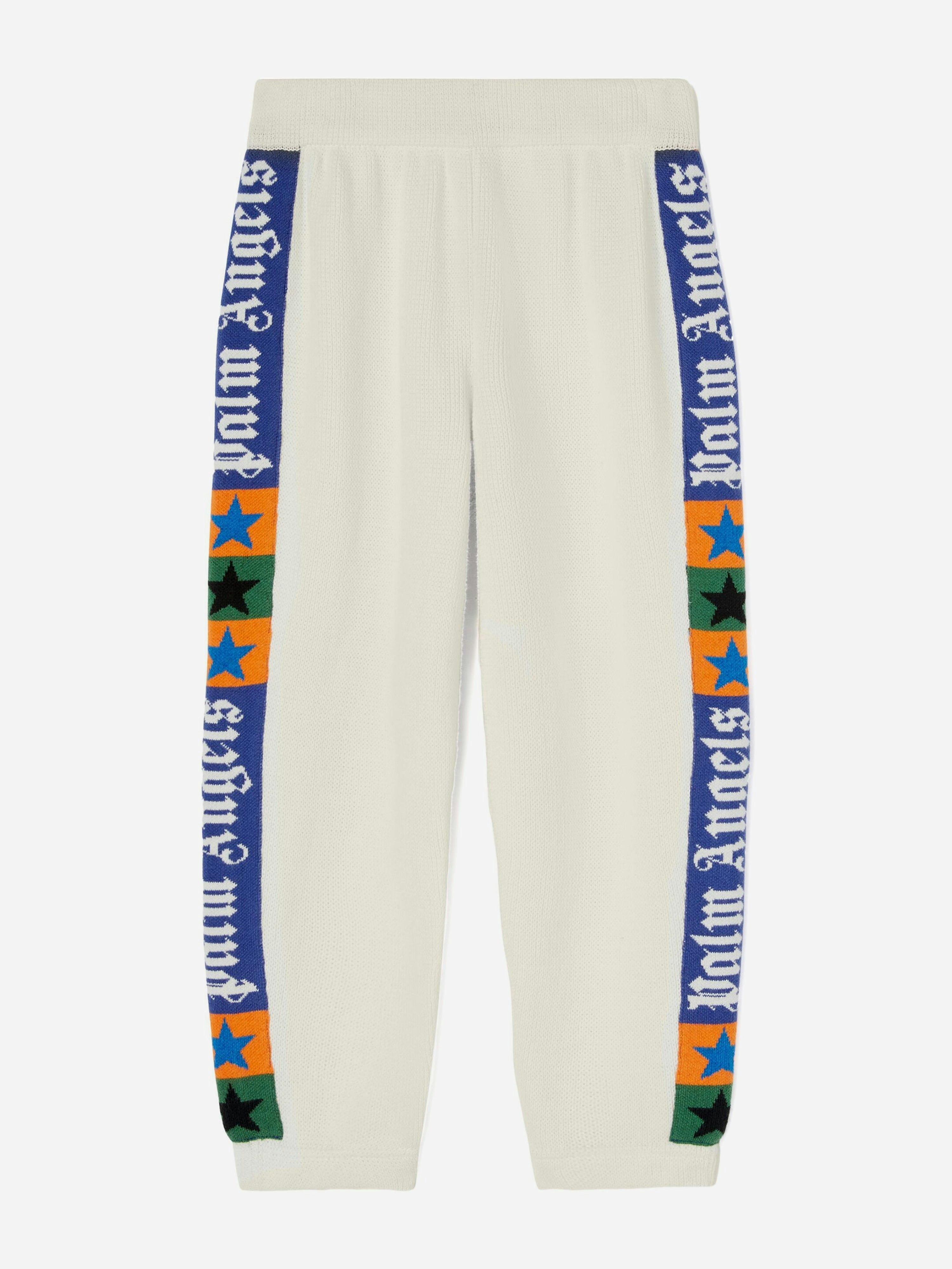 Palm Angels Boys Ivory Kids Jacquard Logo Band Joggers In - 8 Yrs
