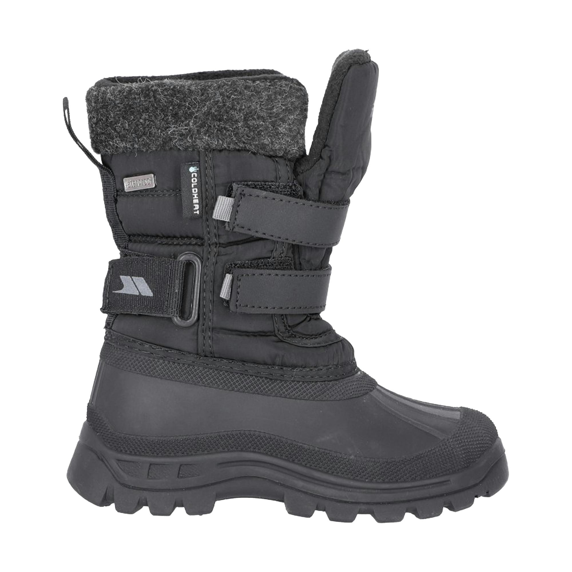 Trespass Childrens Boys Strachan II Waterproof Touch Fastening Snow Boots - Black - Size UK 2 Infant - Image 3