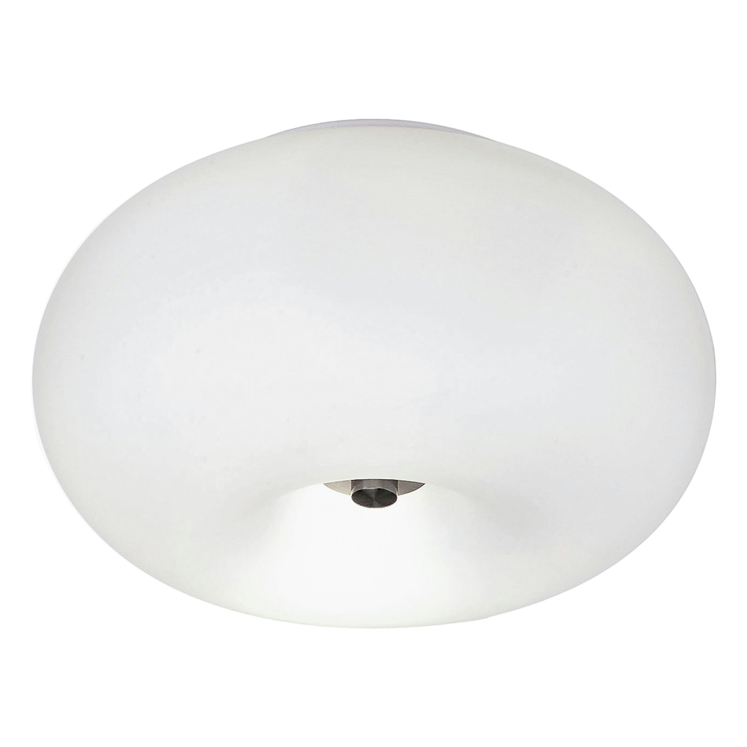 Rackhams Light/White Wall Flush Ceiling Satin Nickel Shade Glass Opal Matt Bulb E27 2X60w Size 2