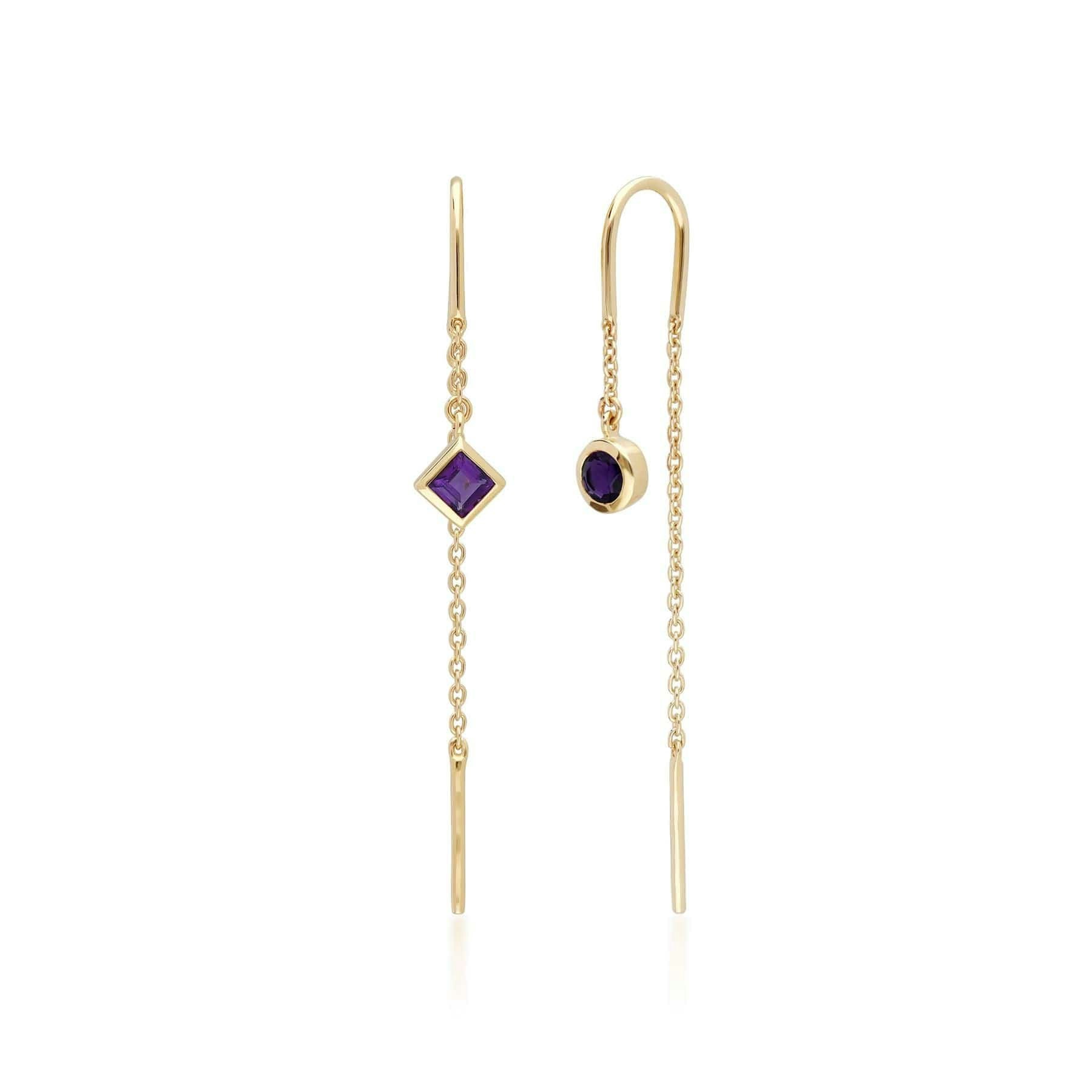 Gemondo Yellow/Gold Micro Statement Amethyst Threader Earrings In 9Ct
