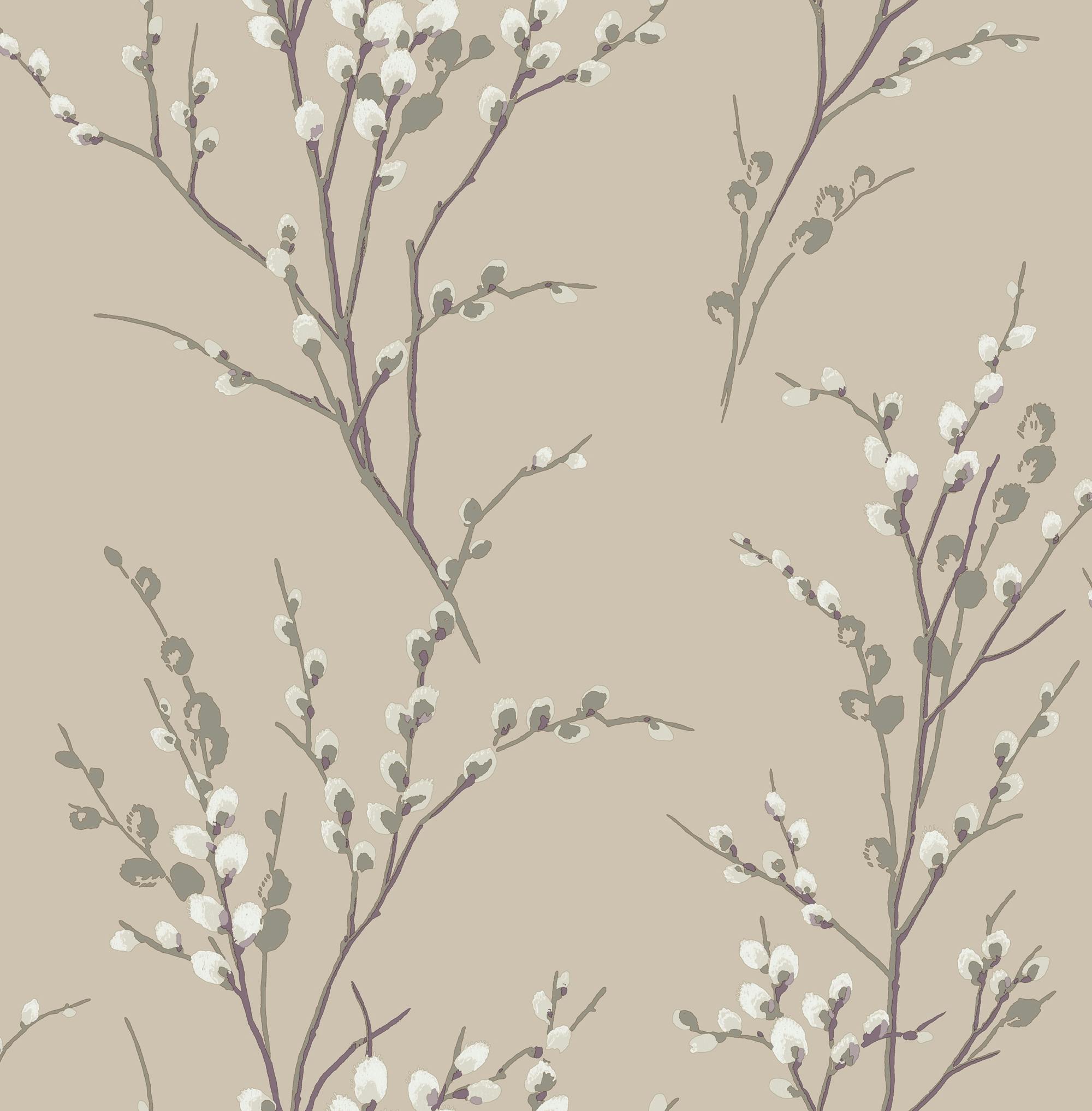 Rackhams Pussy Willow Wallpaper - Natural - 10M