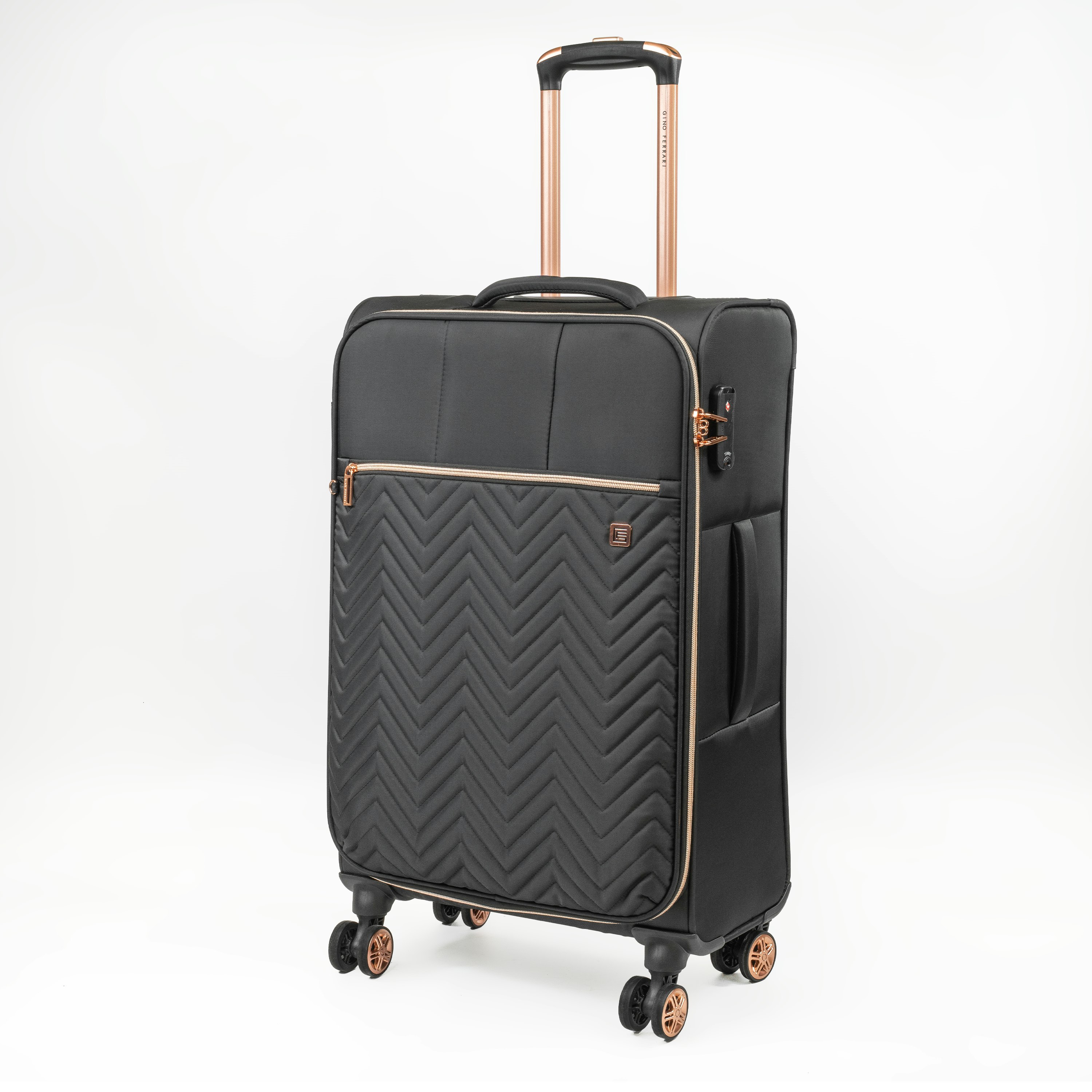 Gino Ferrari  Black Biella Soft Shell Suitcase Lightweight Luggage in Size M, Sports Direct - Image 5