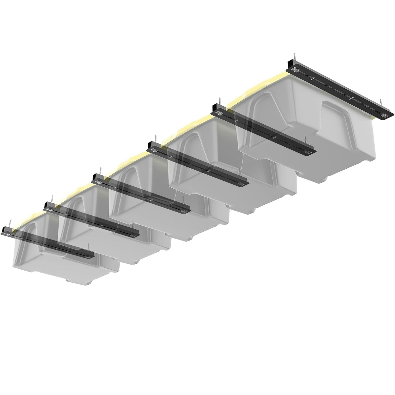 Rackhams Black Overhead 6 Pcs Storage Utility Bin Rack Brackets Garage Ceiling Rail Organiser