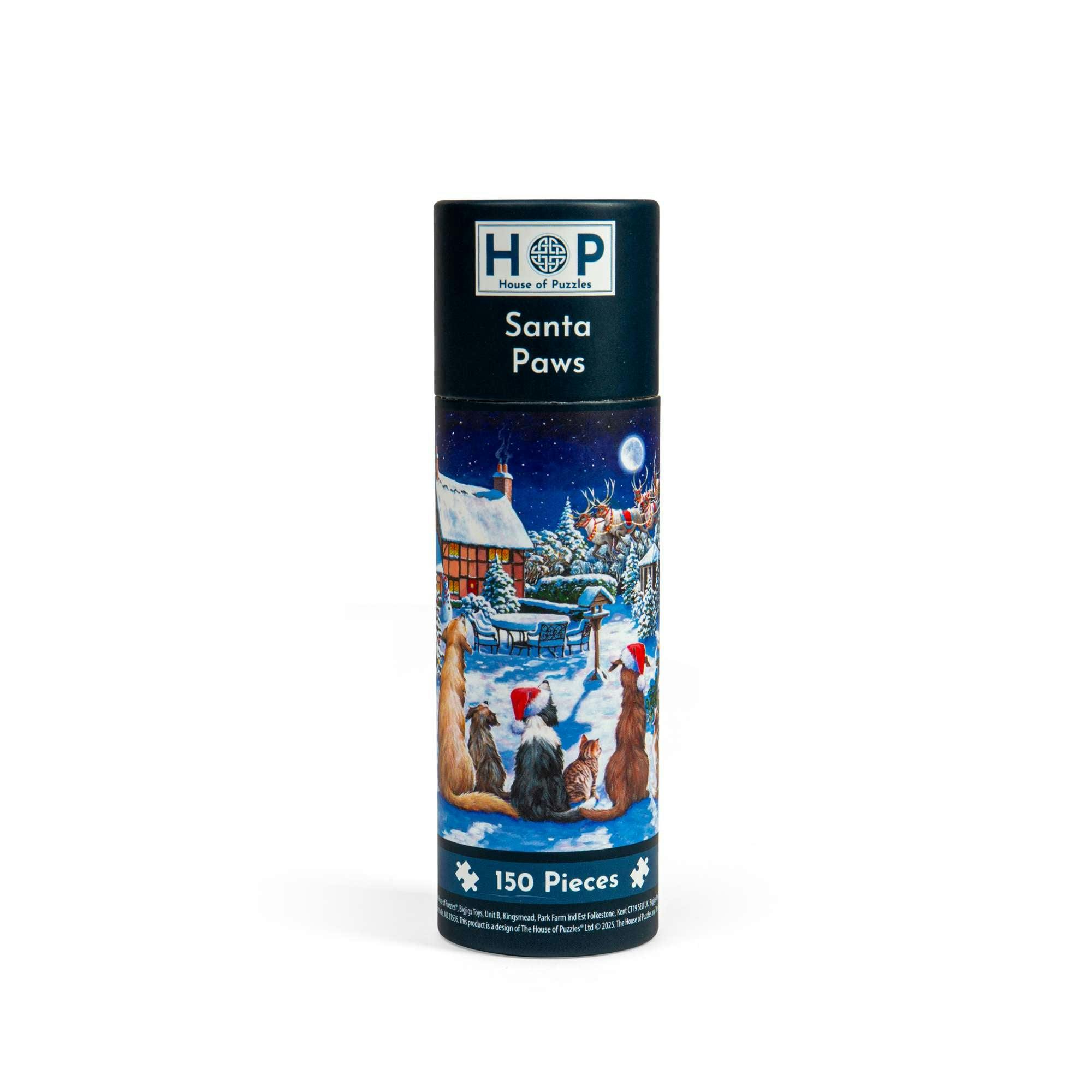 The House Of Puzzles Santa Paws Puzzle Jigsaw Tube - 150 Piece