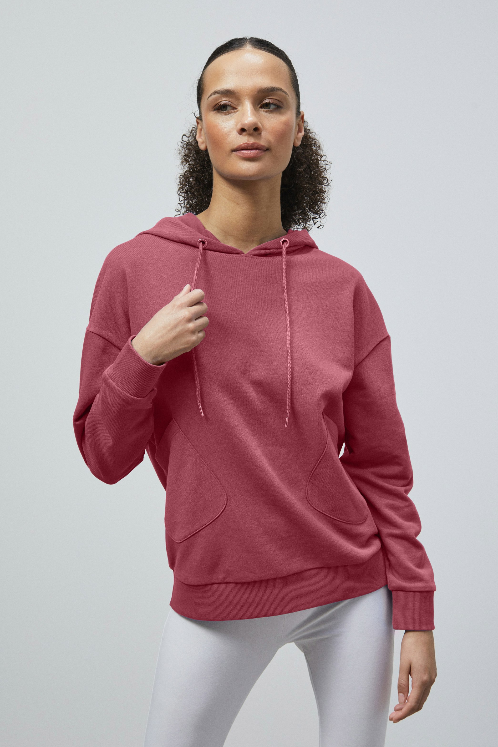 Enorsia Women's Red Slanty Patch Pocket Terry Hoodie - Uk 10 - Image 2