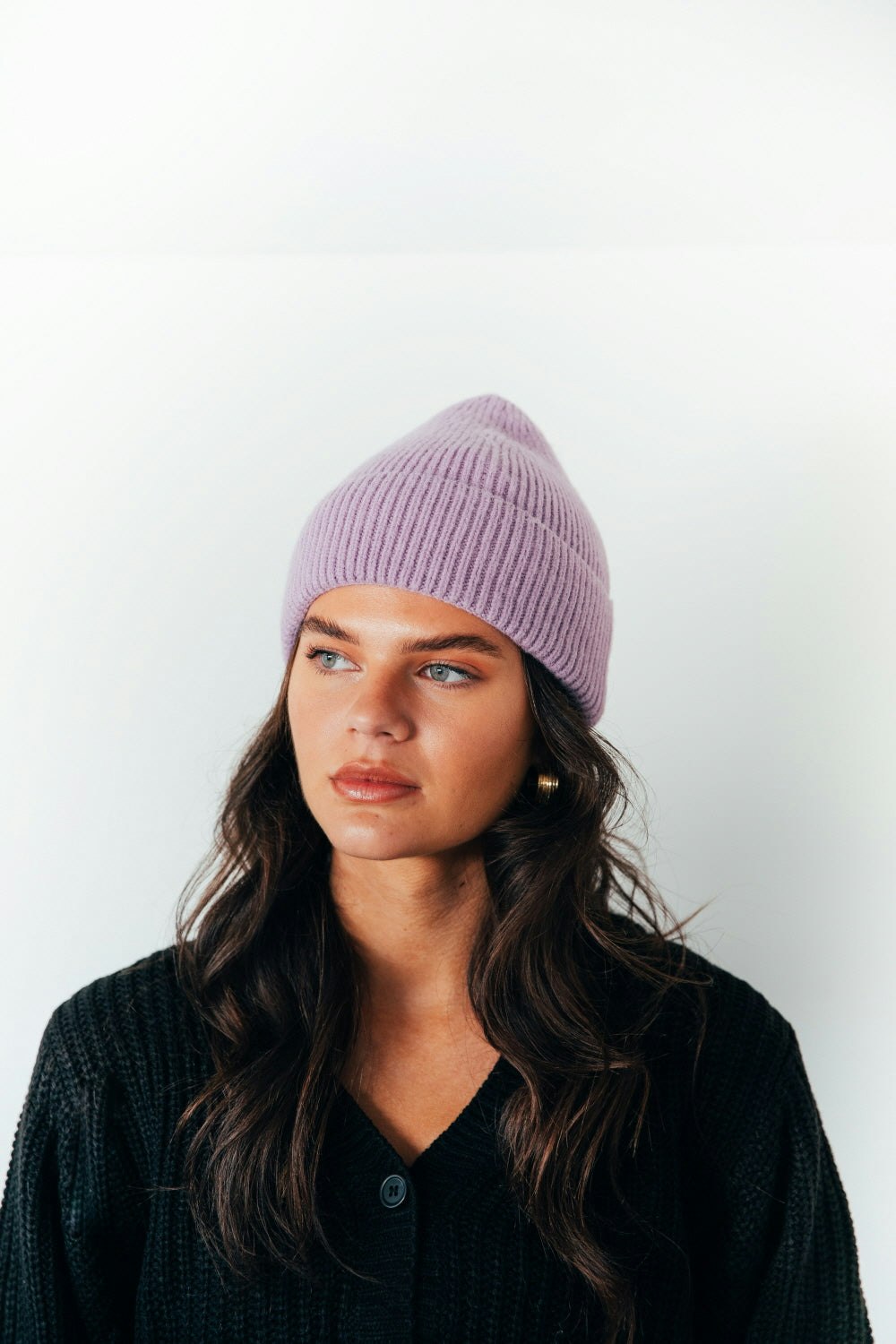 Svnx Purple Ribbed Beanie Hat In - One Size