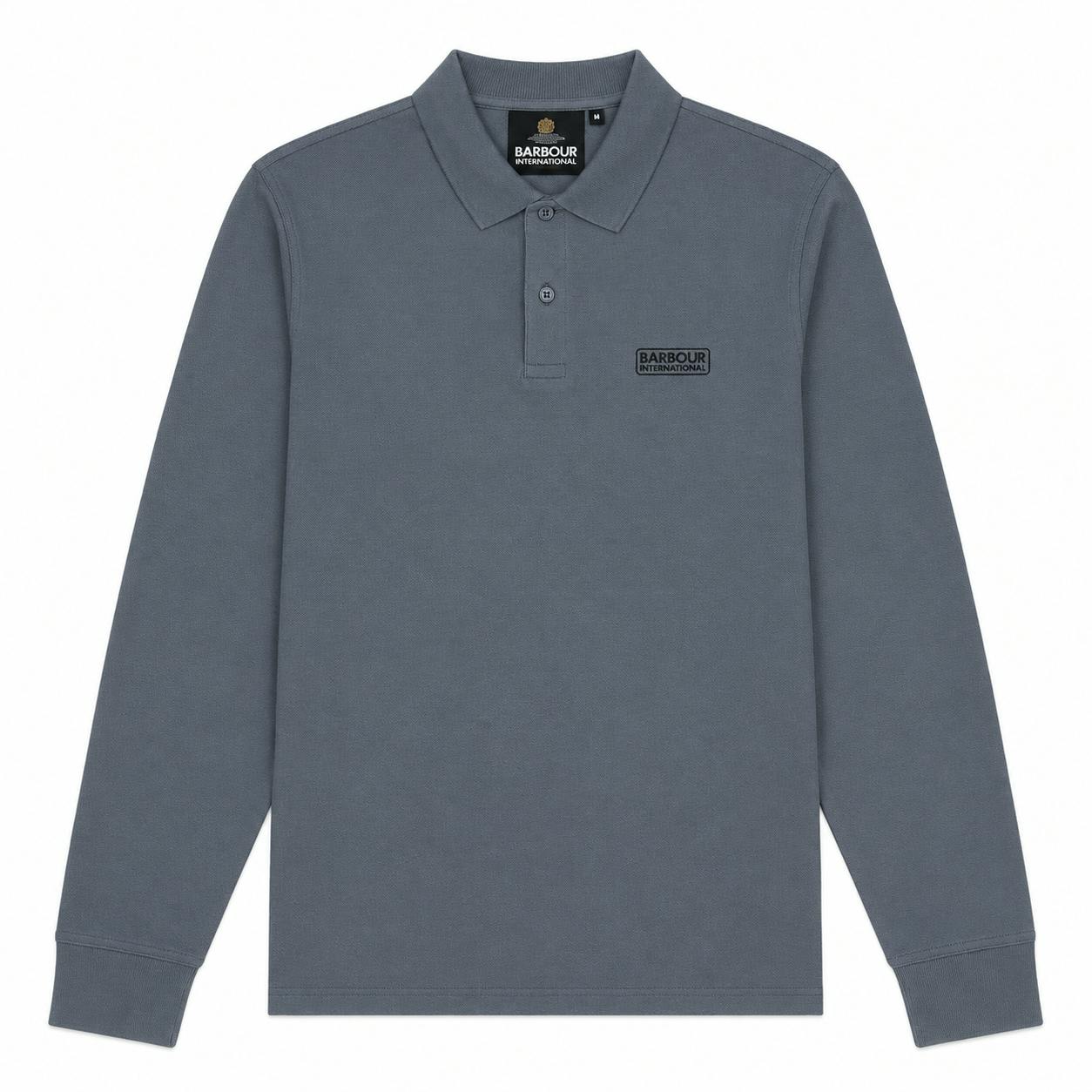 Barbour International Long Sleeve Polo Shirt Washed Charcoal - M