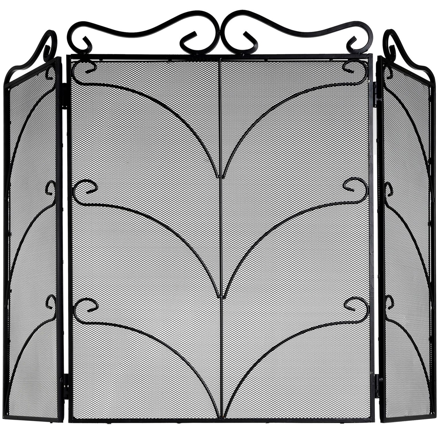 Hill Interiors Black Heavy Ornate Fire Screen - One Size