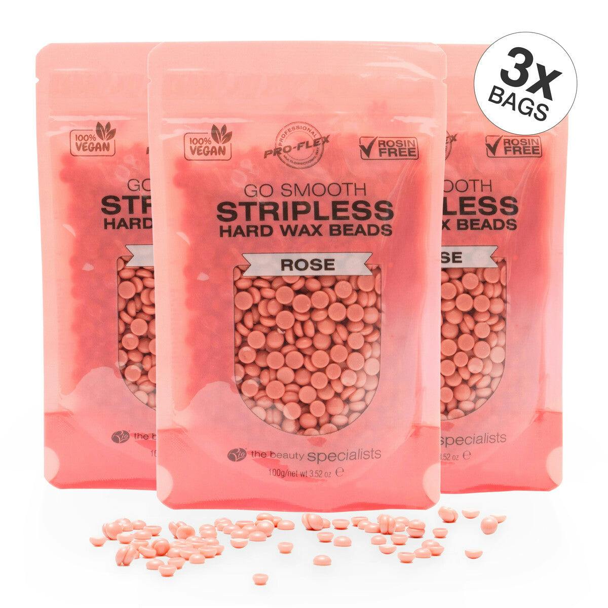 Rio Rose Go Smooth Stripless Hard Wax Beads (100G) - 3 X 100G - Rose