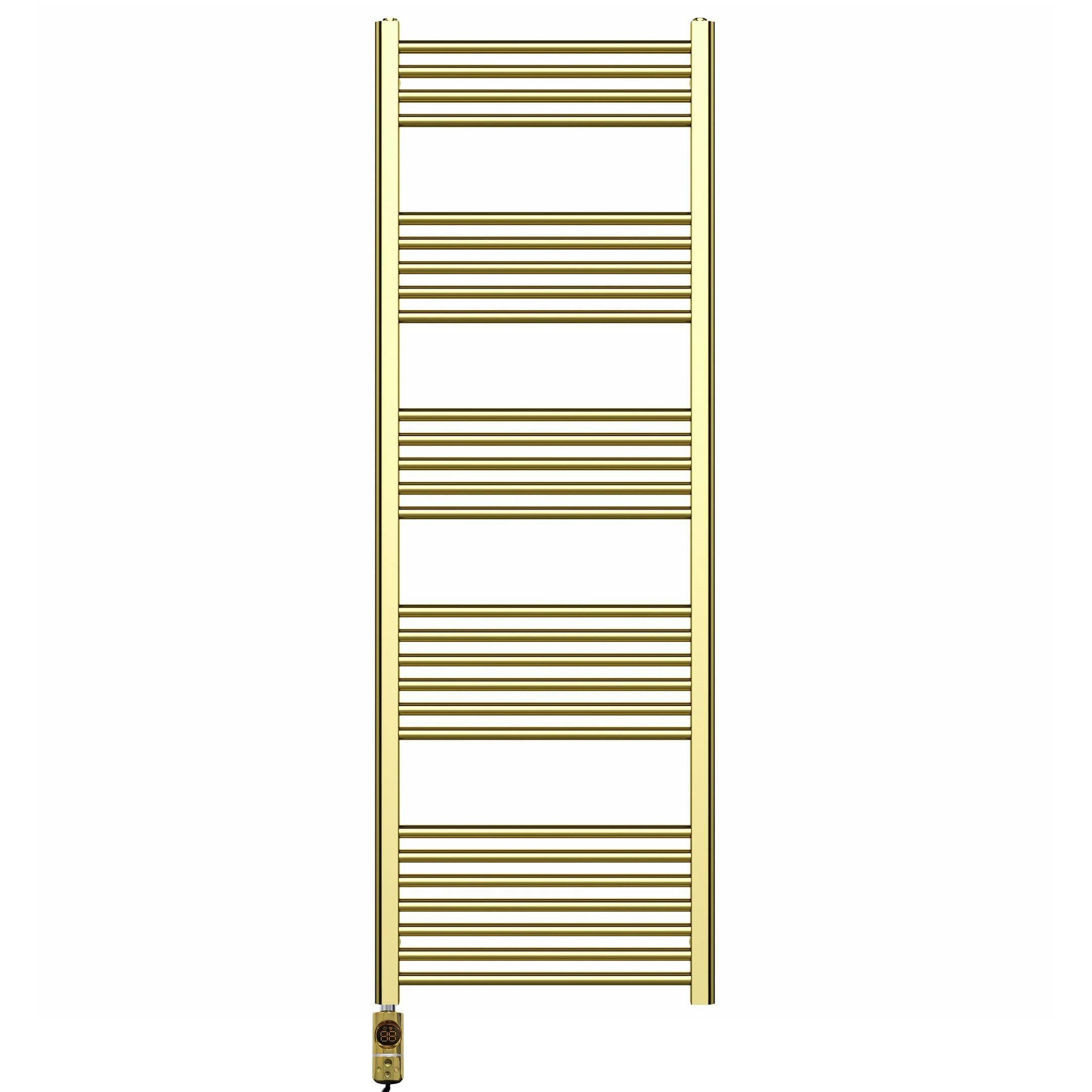 Myhomeware Gold 400 X 1600 Mm Shiny Electric Bathroom Towel Rail Radiator Heater With Af Thermostatic Electric Element Pre-Filled