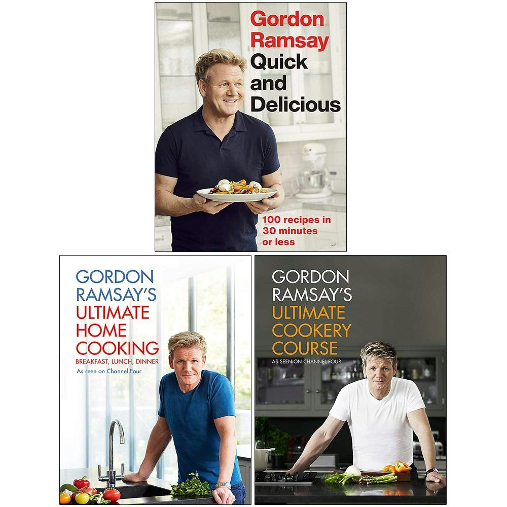 Hodder & Stoughton Gordon Ramsay Quick & Delicious, Ultimate Home Cooking, Ultimate Cookery Course 3 Book Set