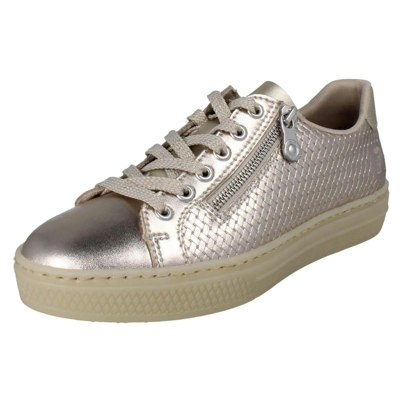 Rieker Women's Detailed Casual Trainers With Side Zip L5955 - Metallic - Uk 7.5
