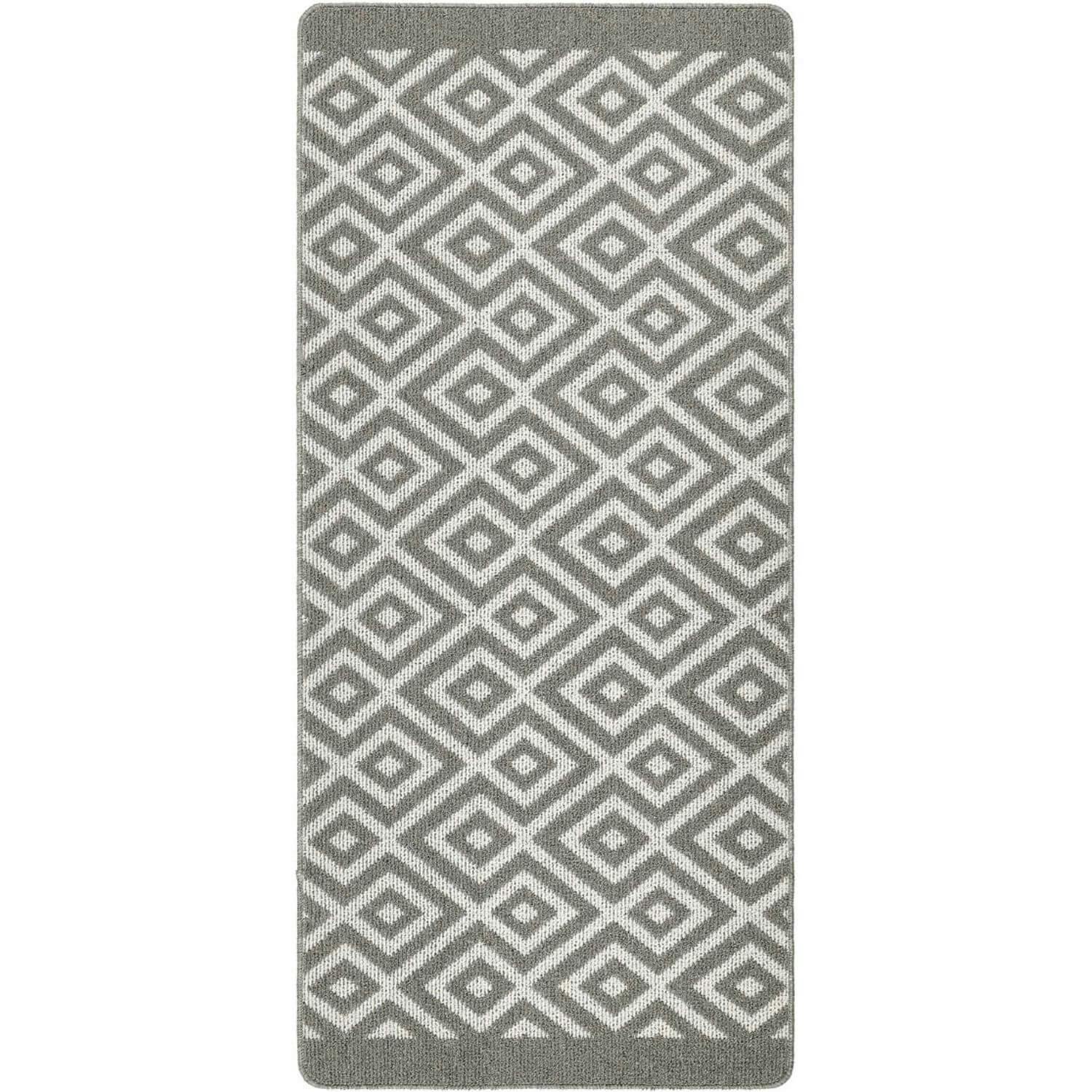 Rackhams Grey Diamond Washable Mat And Runner - 67X150 Cm