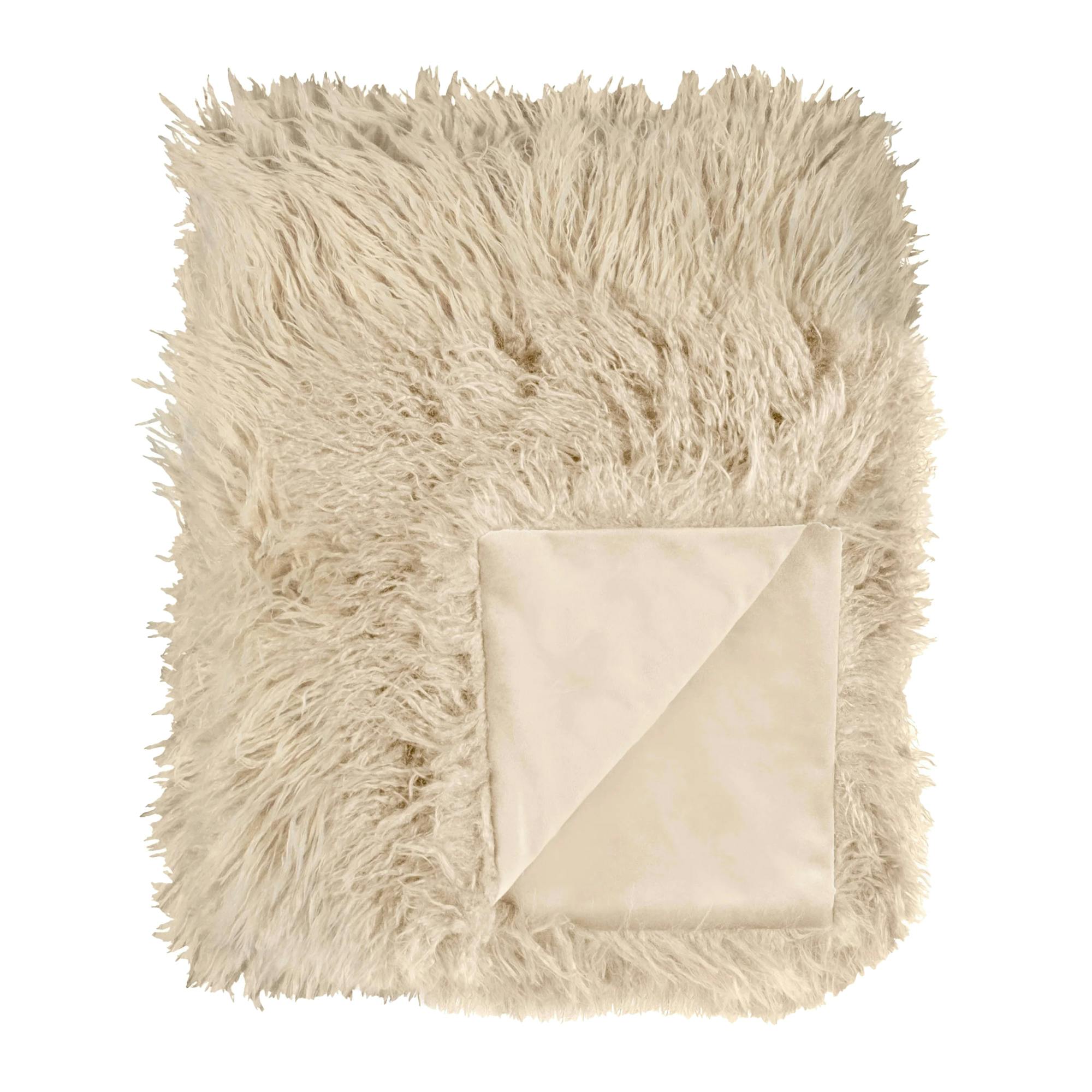 Furn Rowan Faux Fur Throw - Natural - 130Cm X 175Cm - Natural - 100% Polyester