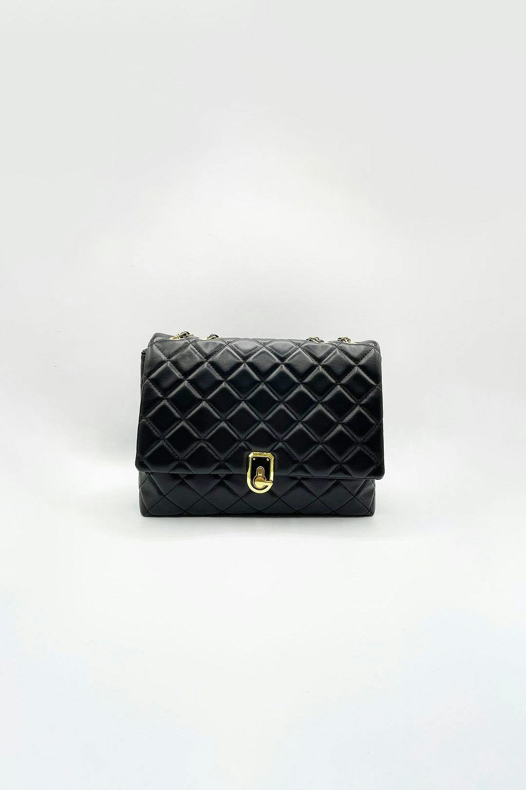 Svnx Women's Black Luxury Quilted Shoulder Handbag With Chain Strap In - Image 5