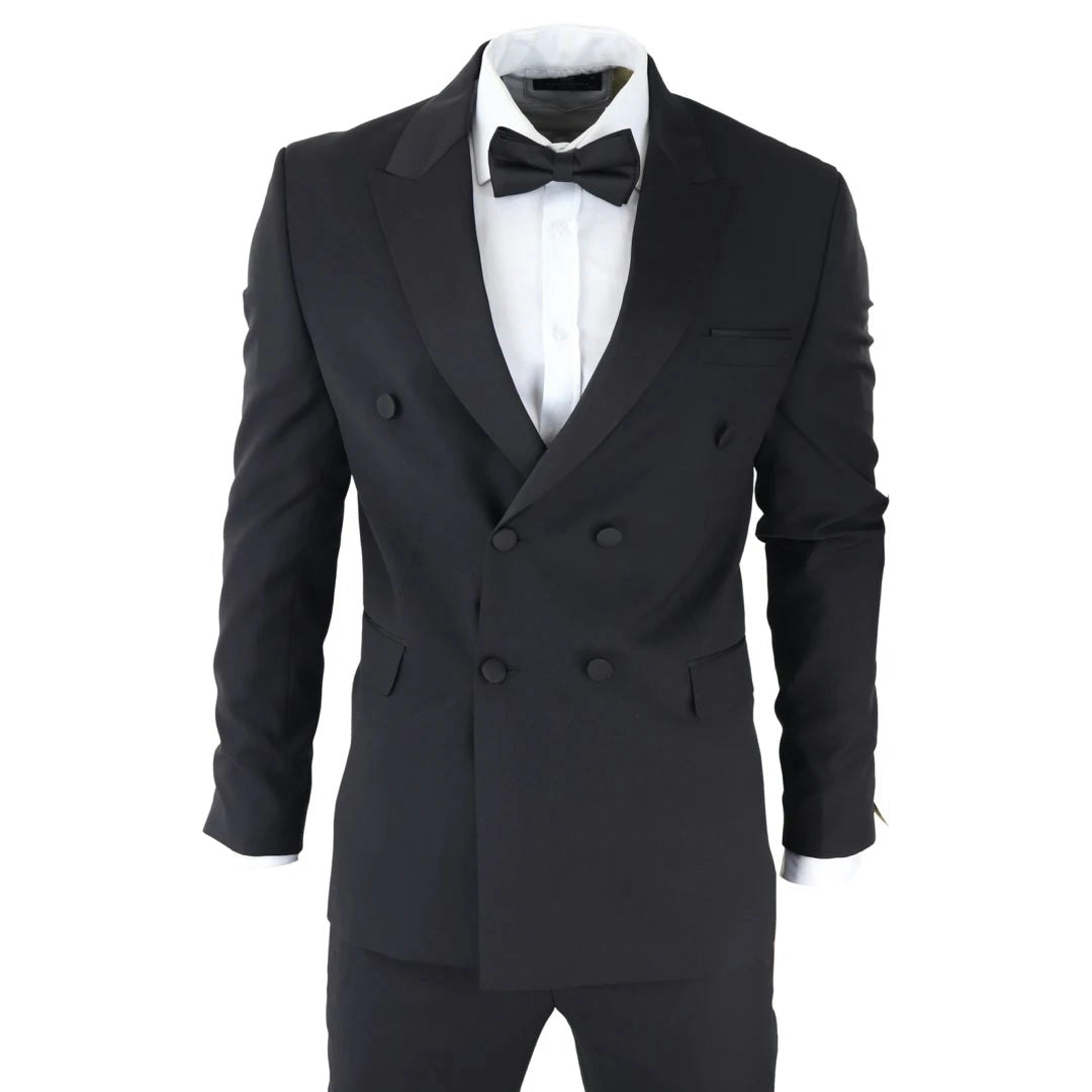 Truclothing Men's Black Ak-22 - Double Breasted Tuxedo Dinner Wedding Suit - 52" Jacket 46" Trousers