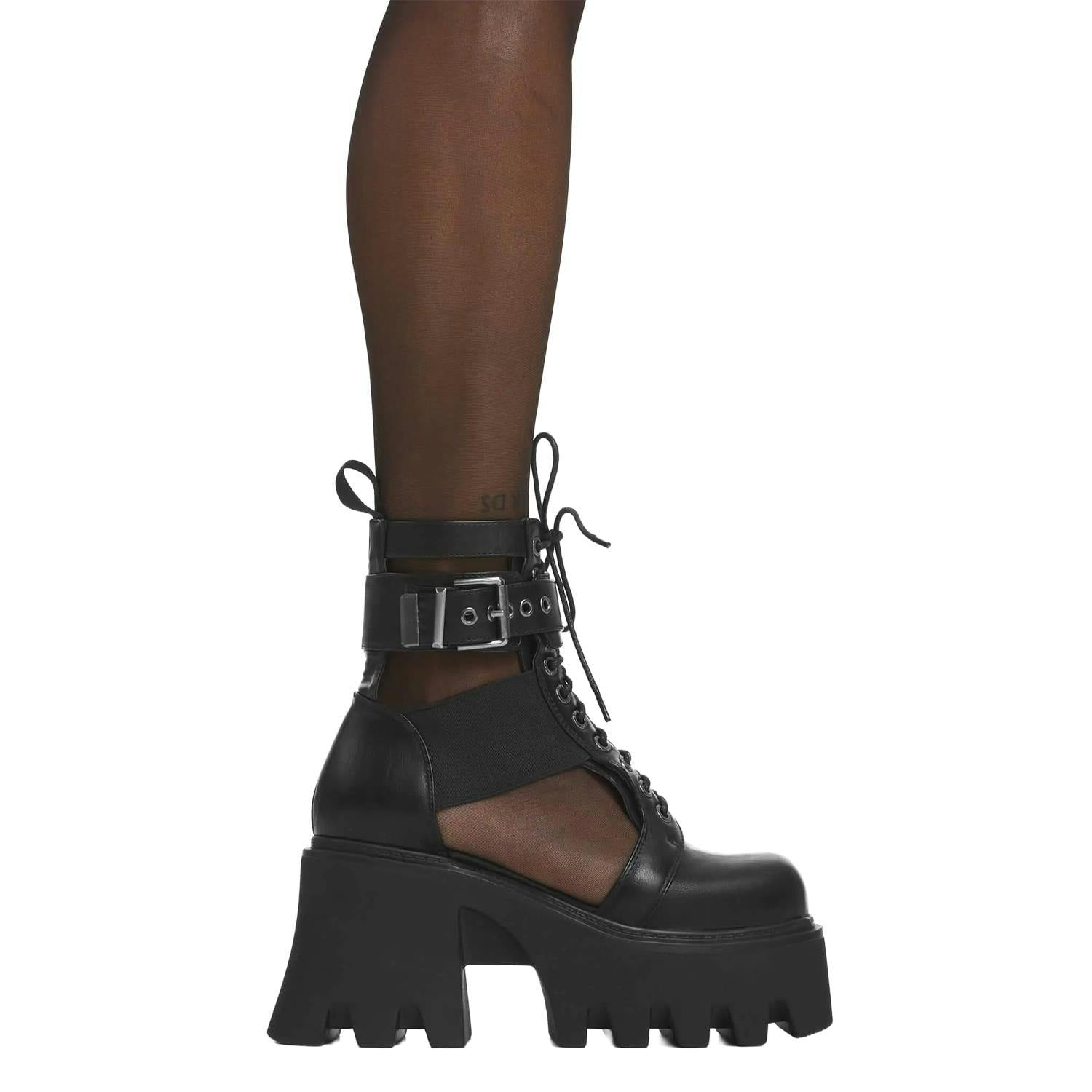 Lamoda Women's Black Busy Chunky Platform Ankle Boots Bold Edgy Statement Footwear - Uk8