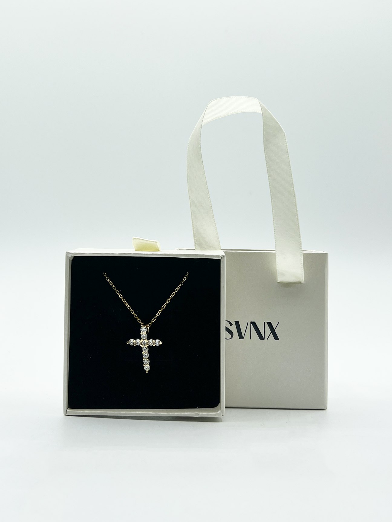 Svnx Gold Diamante Cross Necklace In Colour - One Size