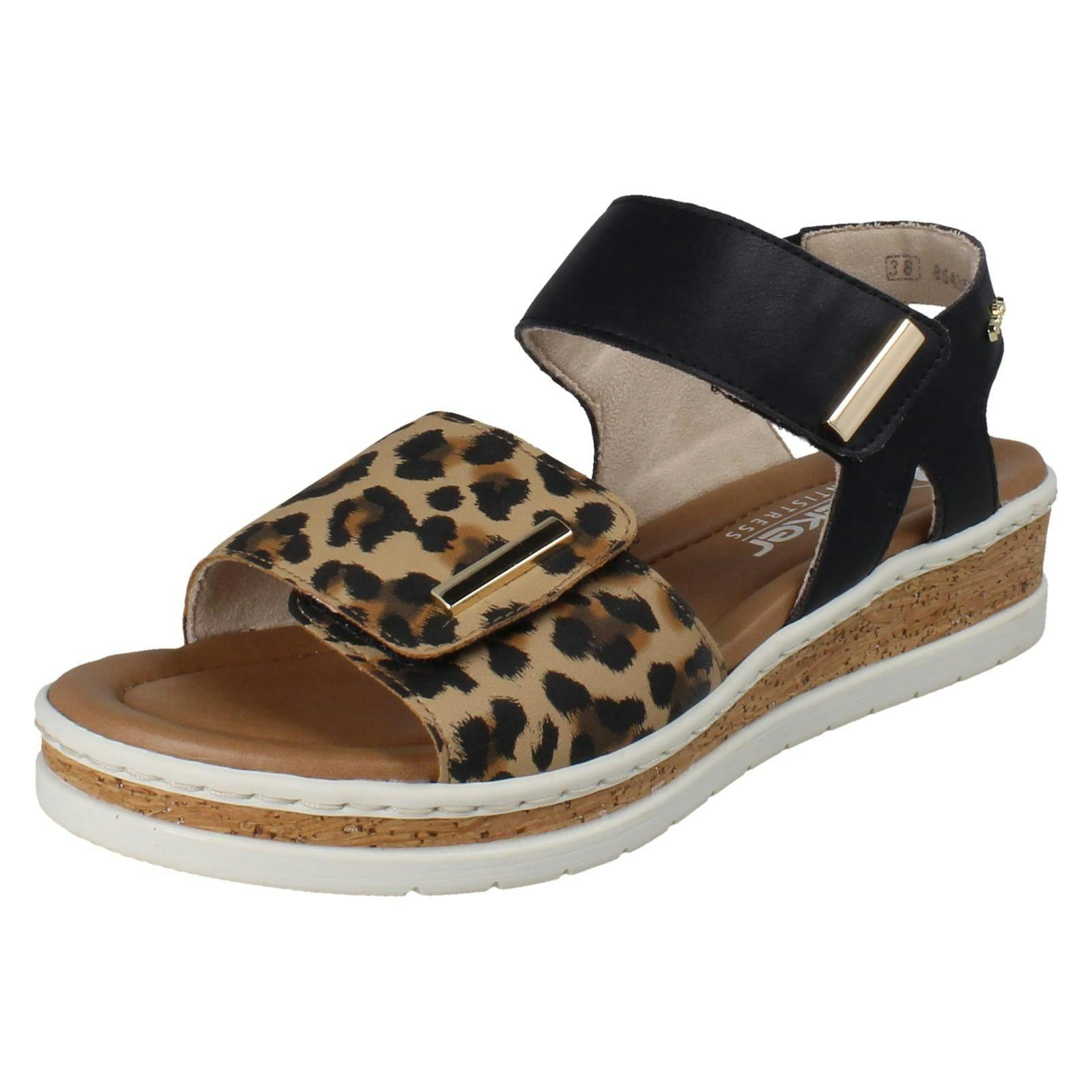Rieker Women's Black Sandals V4181 - Combination - Uk 8