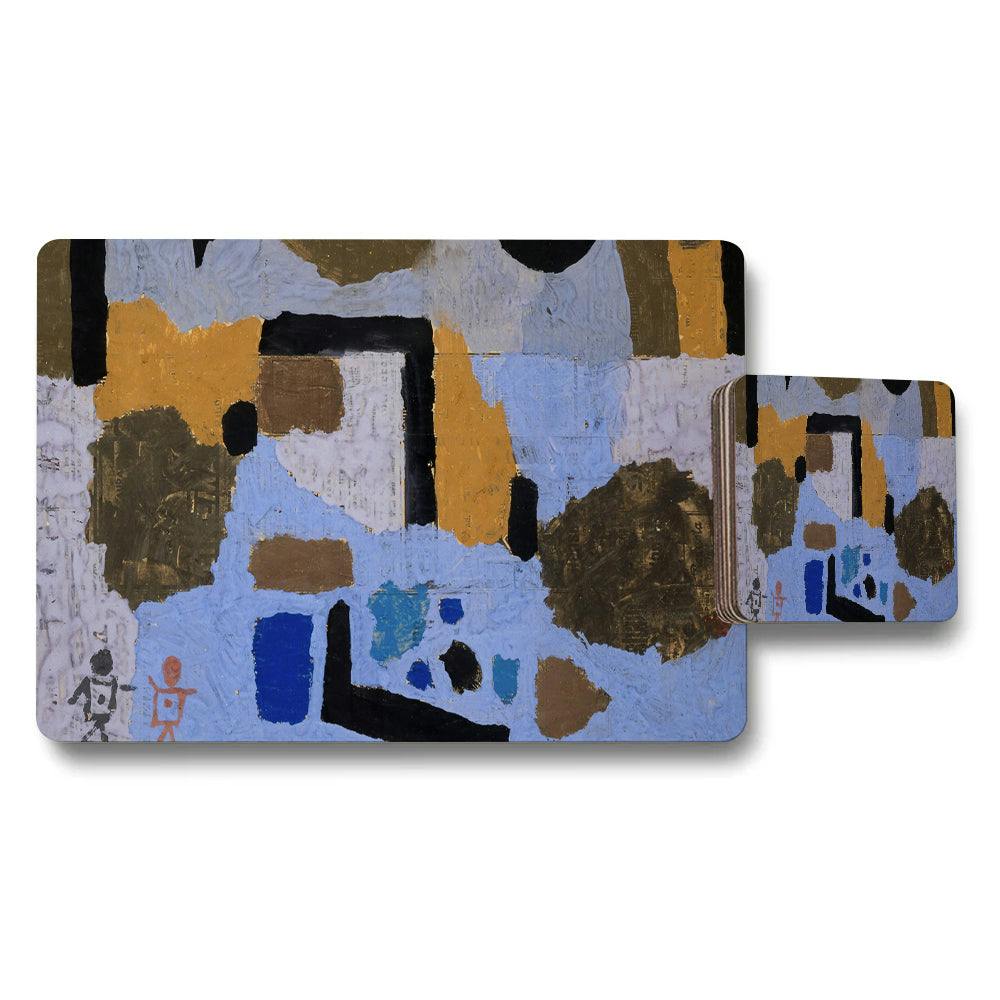 Benjamin Tate Design Abstract Geometric Placemats And Coaster Set For Table Decor
