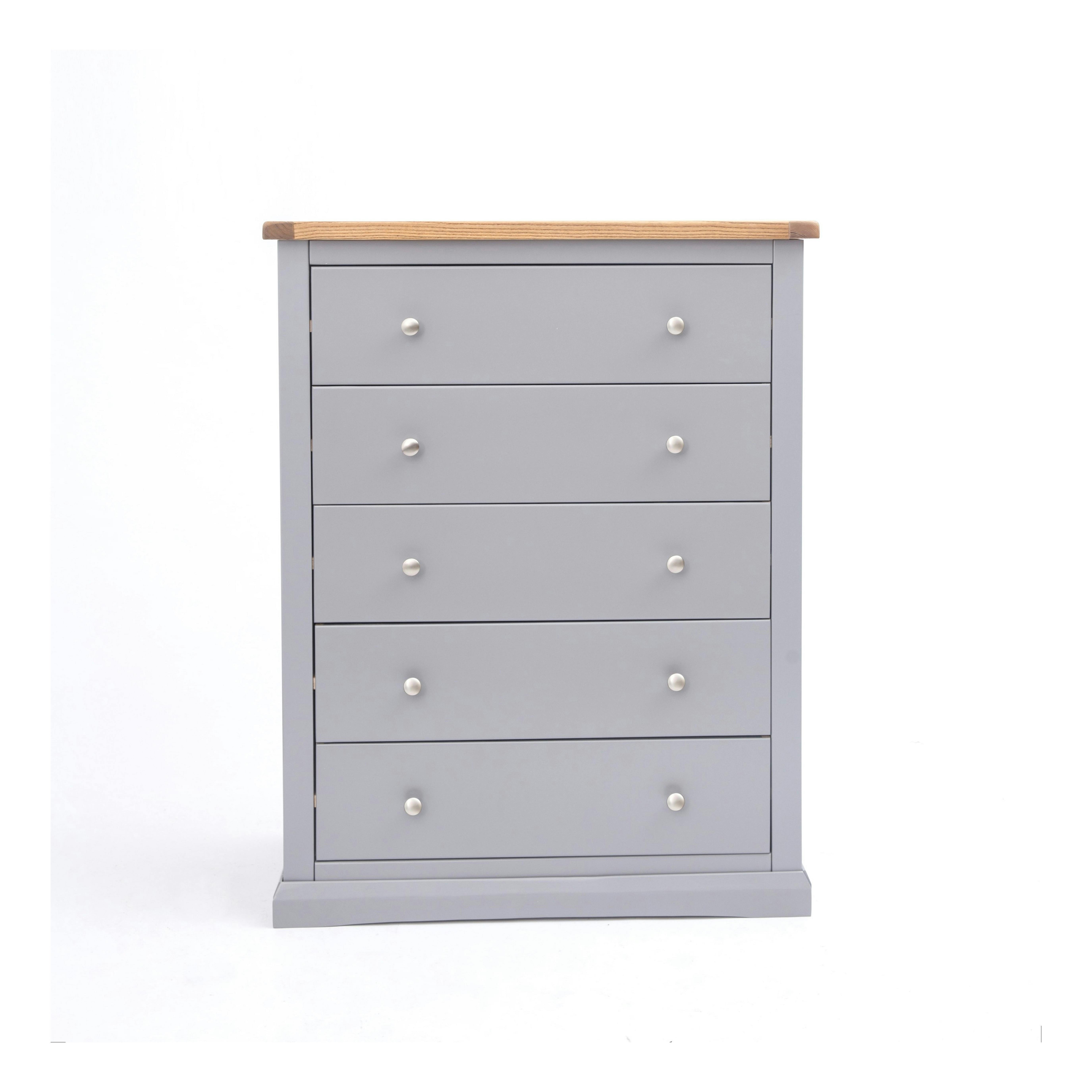 Cabinet Bits Grey Rocca 5 Drawer Chest Of Drawers Chrome Knob