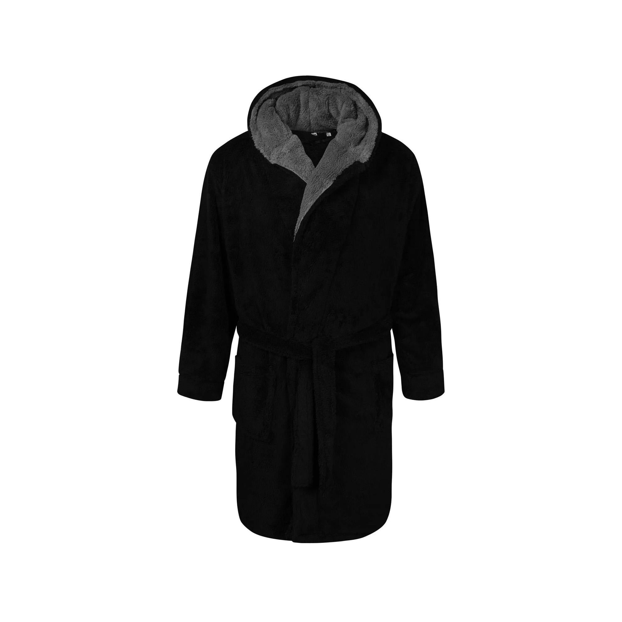 Duke Men's Black D555 Newquay Hooded Kingsize Dressing Gown - 3XL - 100% Polyester