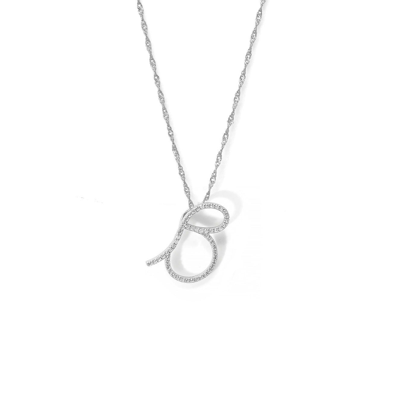 Say It With Silver Luxe Cz Initial Necklace - Sterling - B