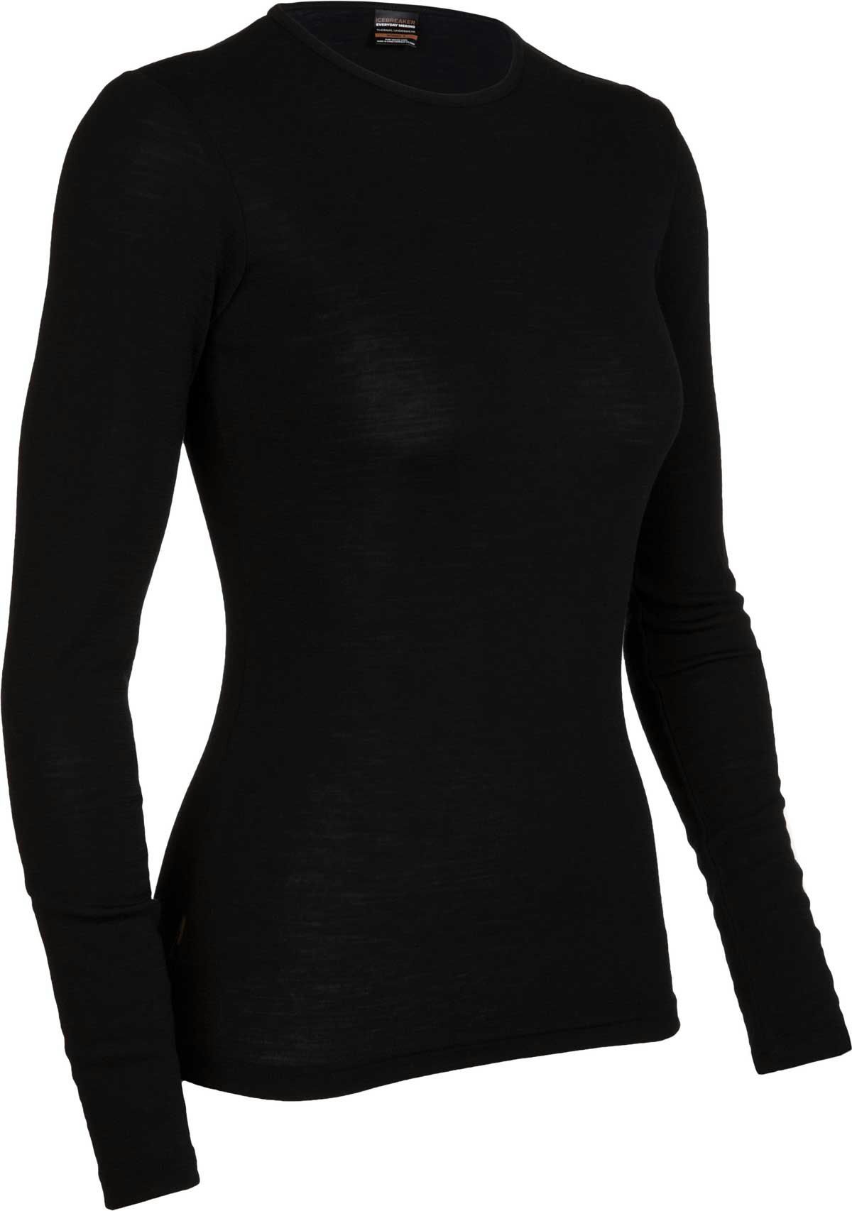 Icebreaker Women's Black Everyday 175 Merino Wool Long Sleeve Crew Base Layer {Ic-104471} - X-Large