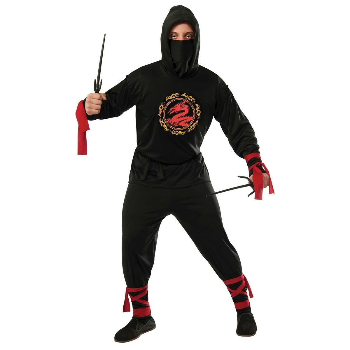 Bristol Novelty Men's Black/Red Ninja Costume - Standard