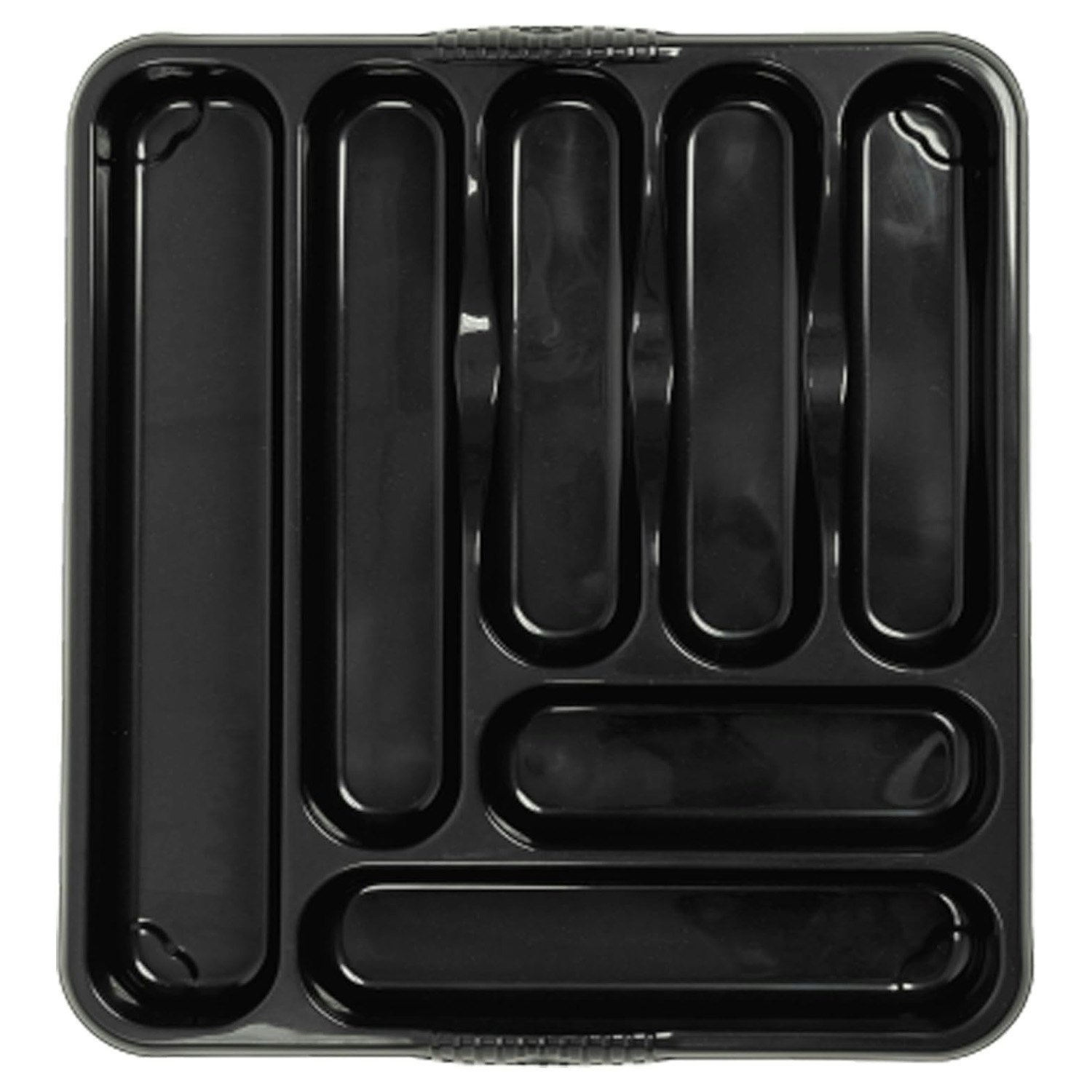 Rackhams Black 7 Compartment Cutlery Tray Rack Holder For Drawer Organisation - 1 X